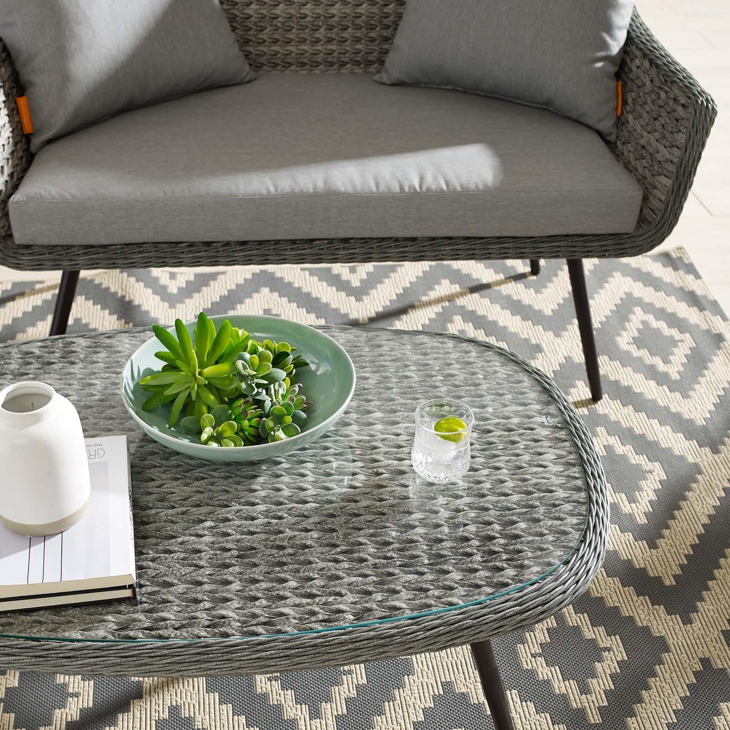 Modway Endeavor Outdoor Patio Wicker Rattan Coffee Table FredCo