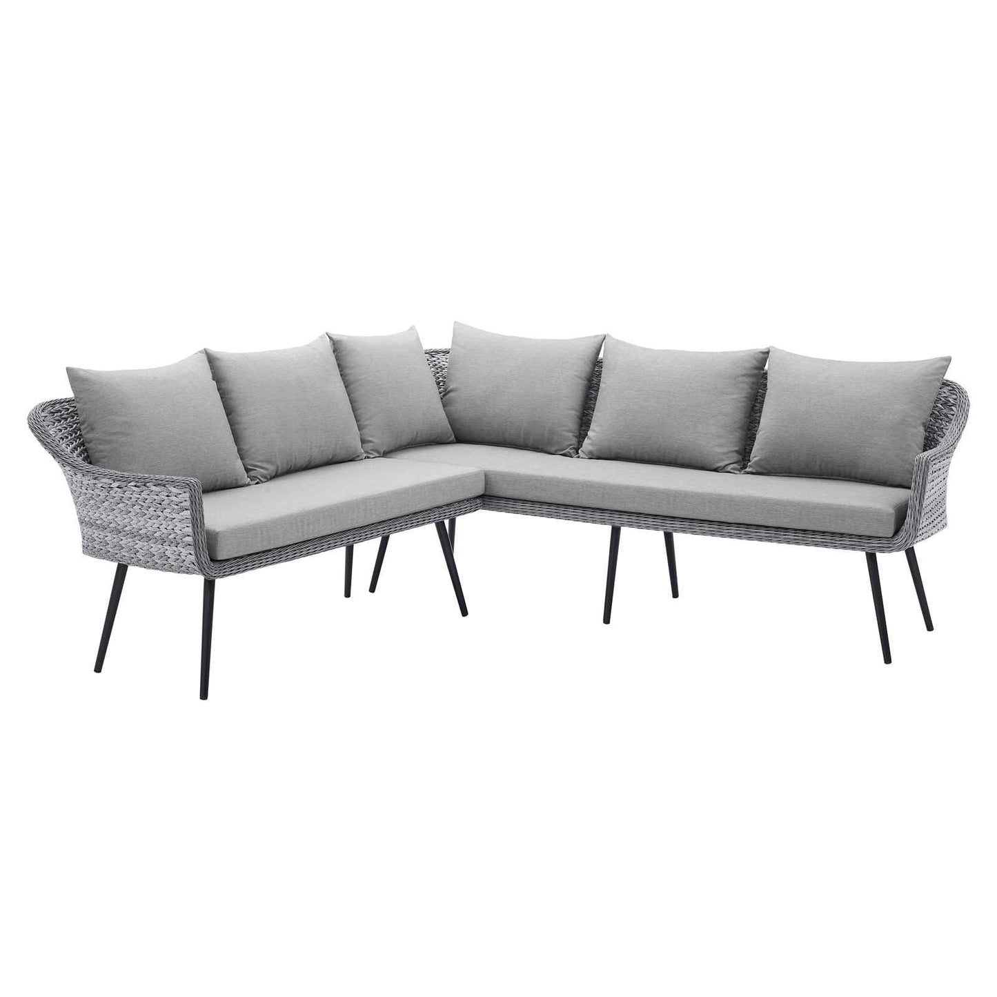 Modway Endeavor Outdoor Patio Wicker Rattan Sectional Sofa FredCo