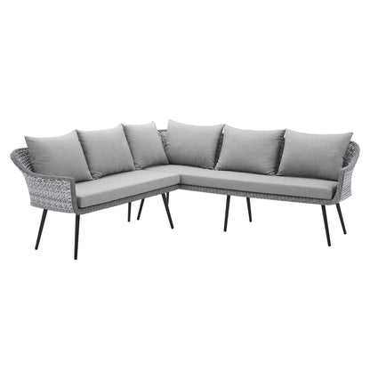 Modway Endeavor Outdoor Patio Wicker Rattan Sectional Sofa FredCo