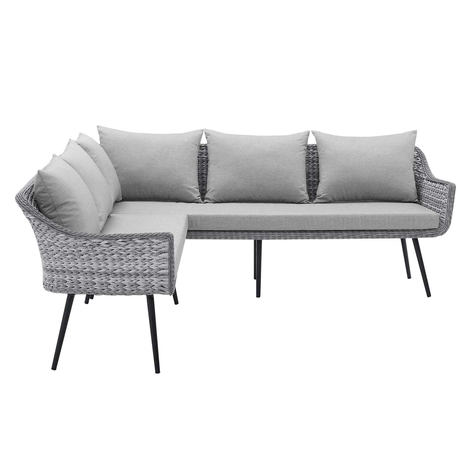 Modway Endeavor Outdoor Patio Wicker Rattan Sectional Sofa FredCo