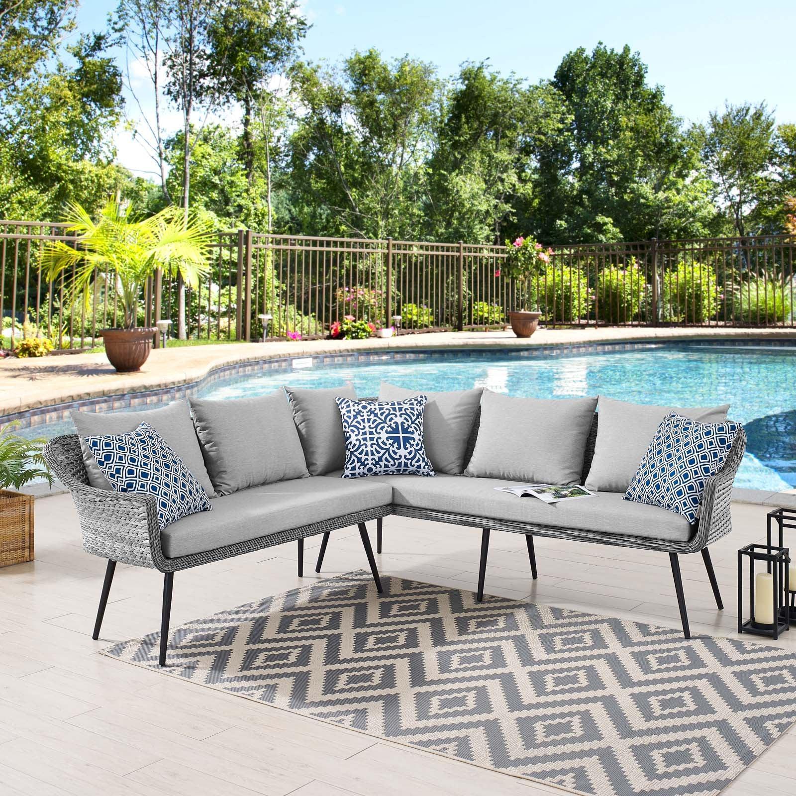 Modway Endeavor Outdoor Patio Wicker Rattan Sectional Sofa FredCo