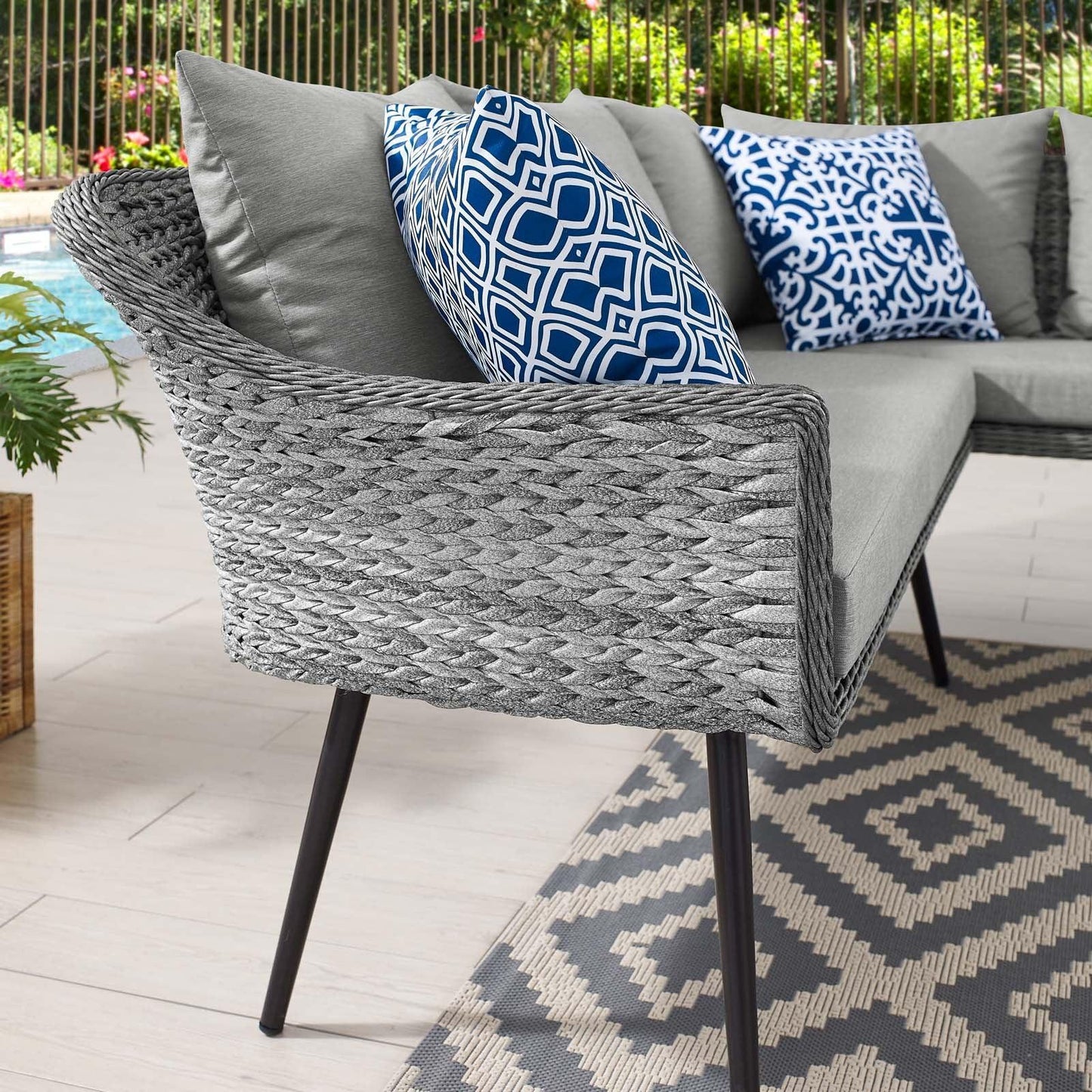 Modway Endeavor Outdoor Patio Wicker Rattan Sectional Sofa FredCo