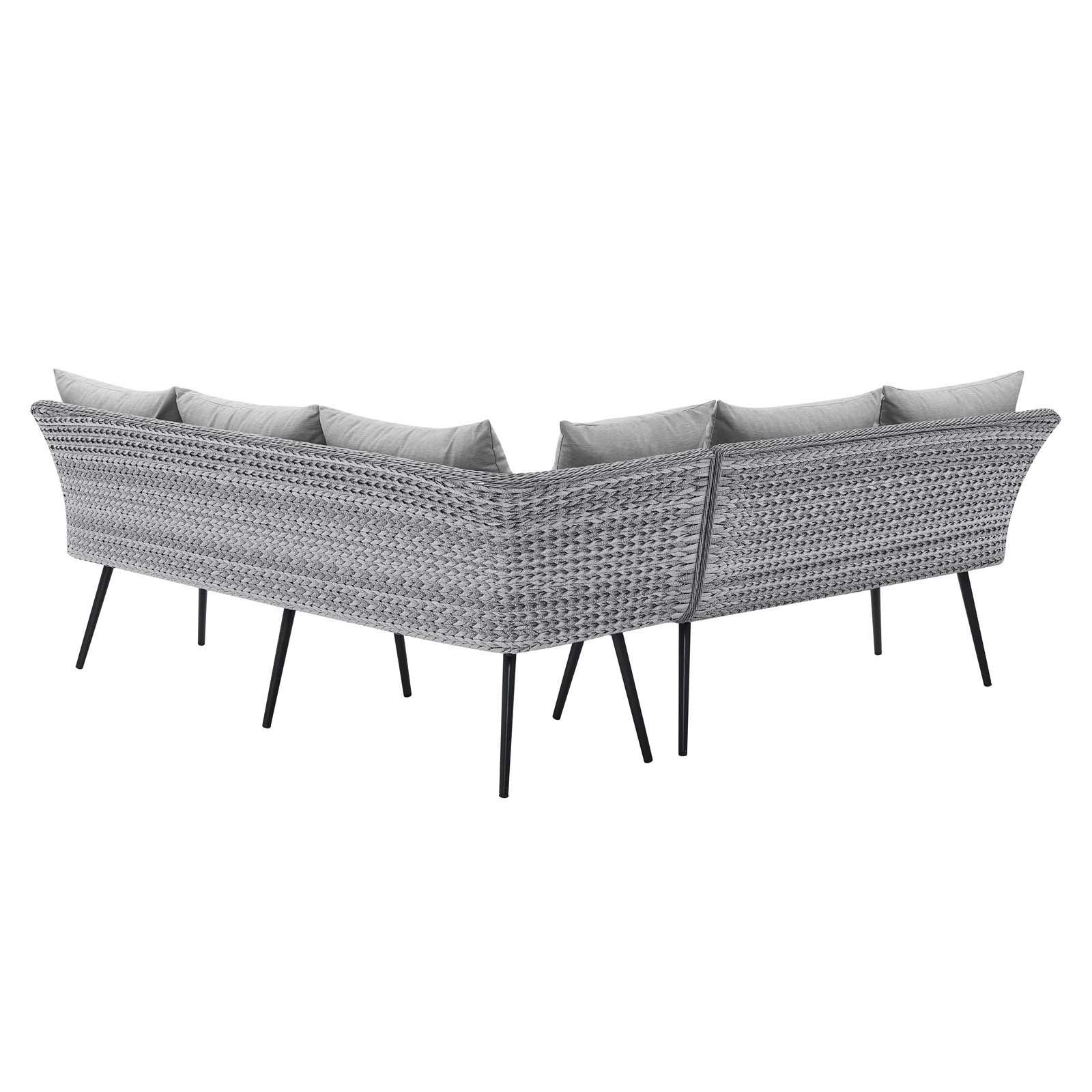 Modway Endeavor Outdoor Patio Wicker Rattan Sectional Sofa FredCo