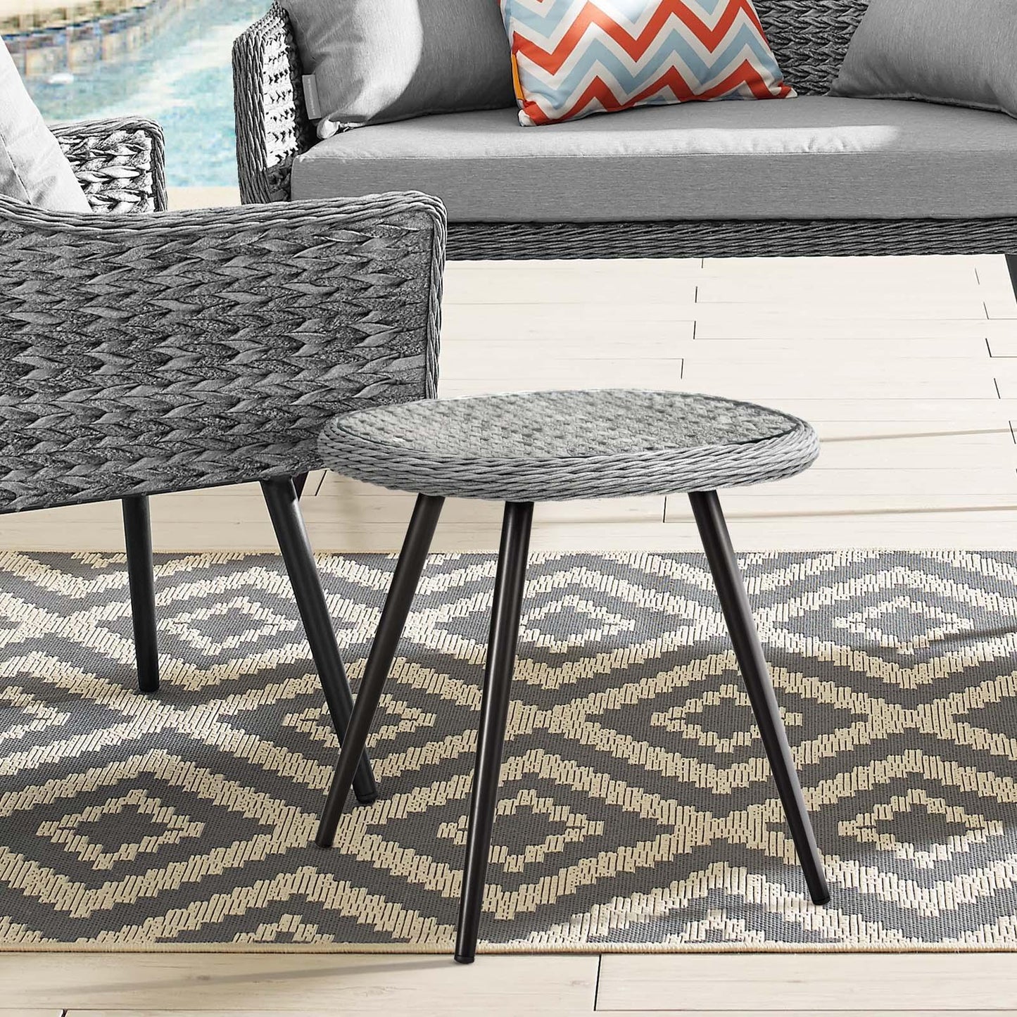 Modway Endeavor Outdoor Patio Wicker Rattan Side Table FredCo