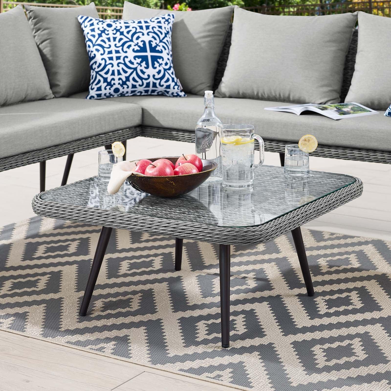 Modway Endeavor Outdoor Patio Wicker Rattan Square Coffee Table FredCo
