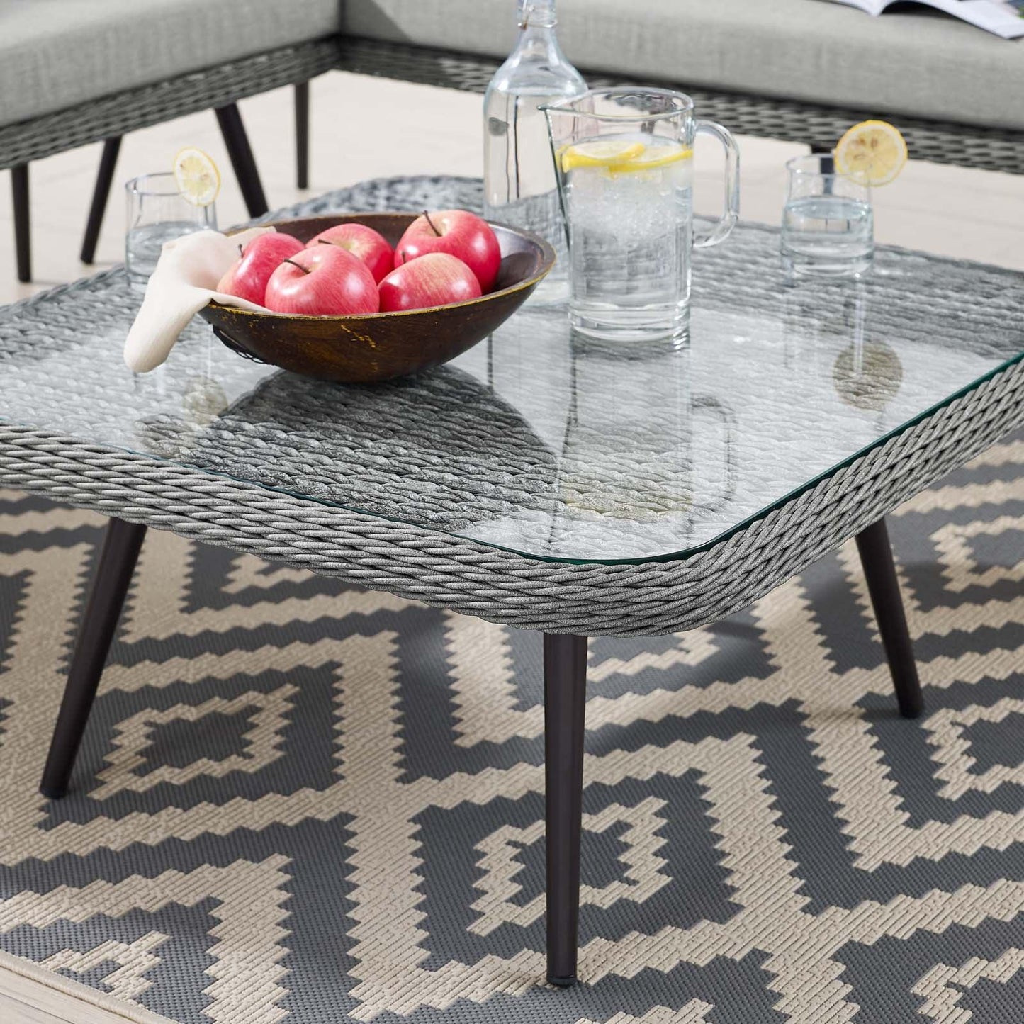Modway Endeavor Outdoor Patio Wicker Rattan Square Coffee Table FredCo