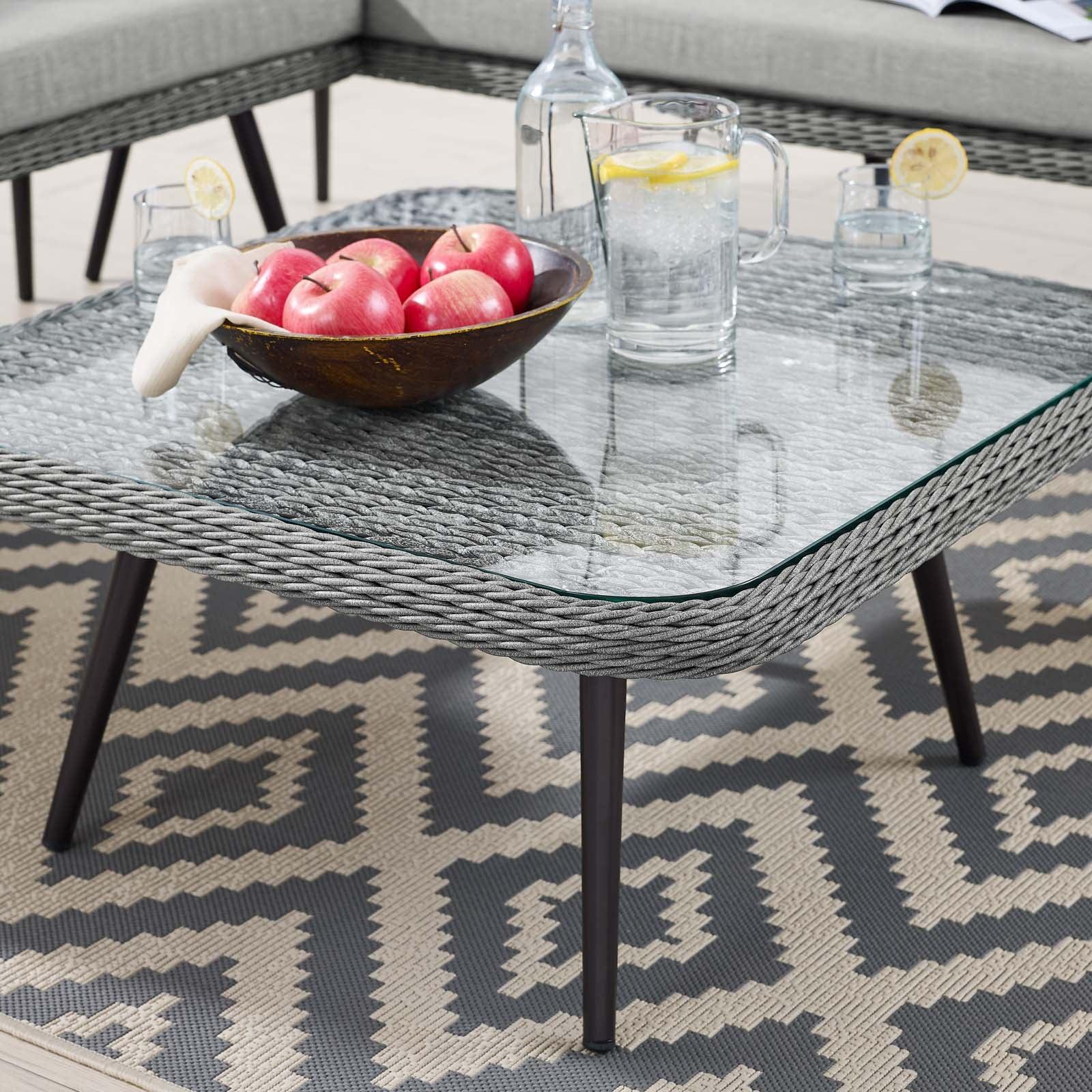 Modway Endeavor Outdoor Patio Wicker Rattan Square Coffee Table FredCo