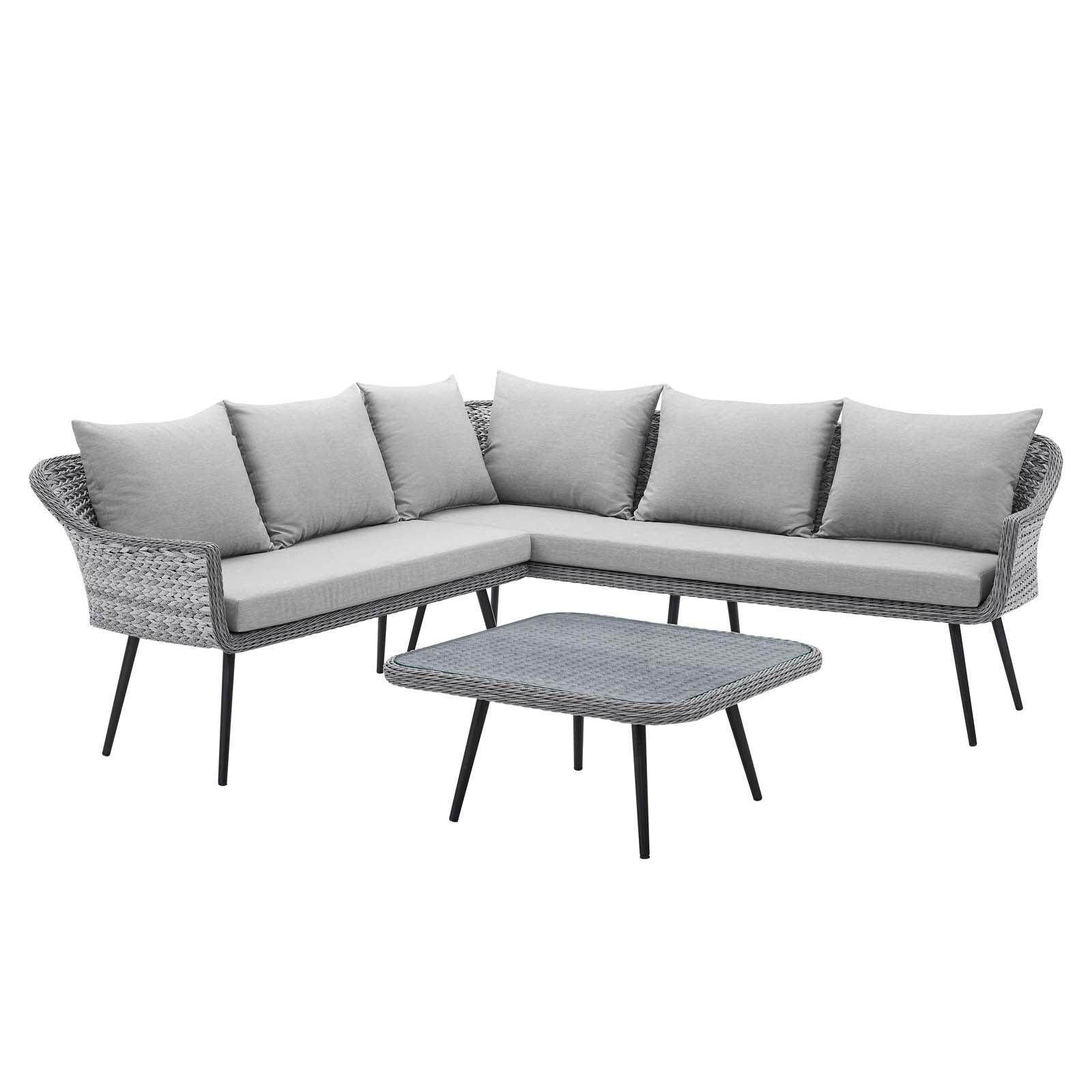 Modway Endeavor Wicker Rattan Outdoor Patio Wicker Rattan Seating Set FredCo