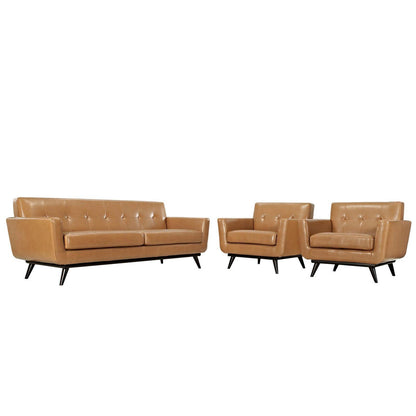 Modway Engage 3 Piece Leather Living Room Set FredCo