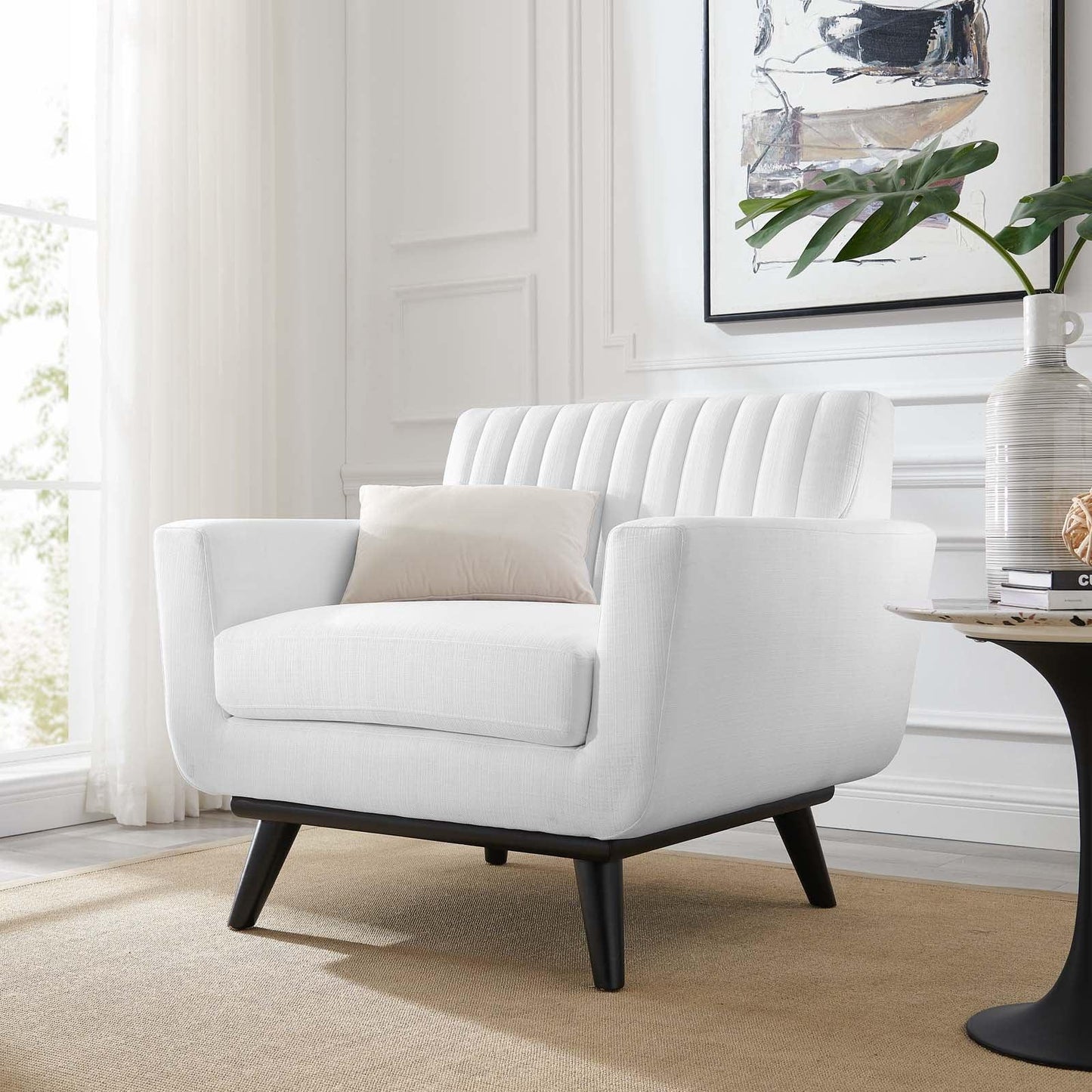 Modway Engage Channel Tufted Fabric Armchair FredCo