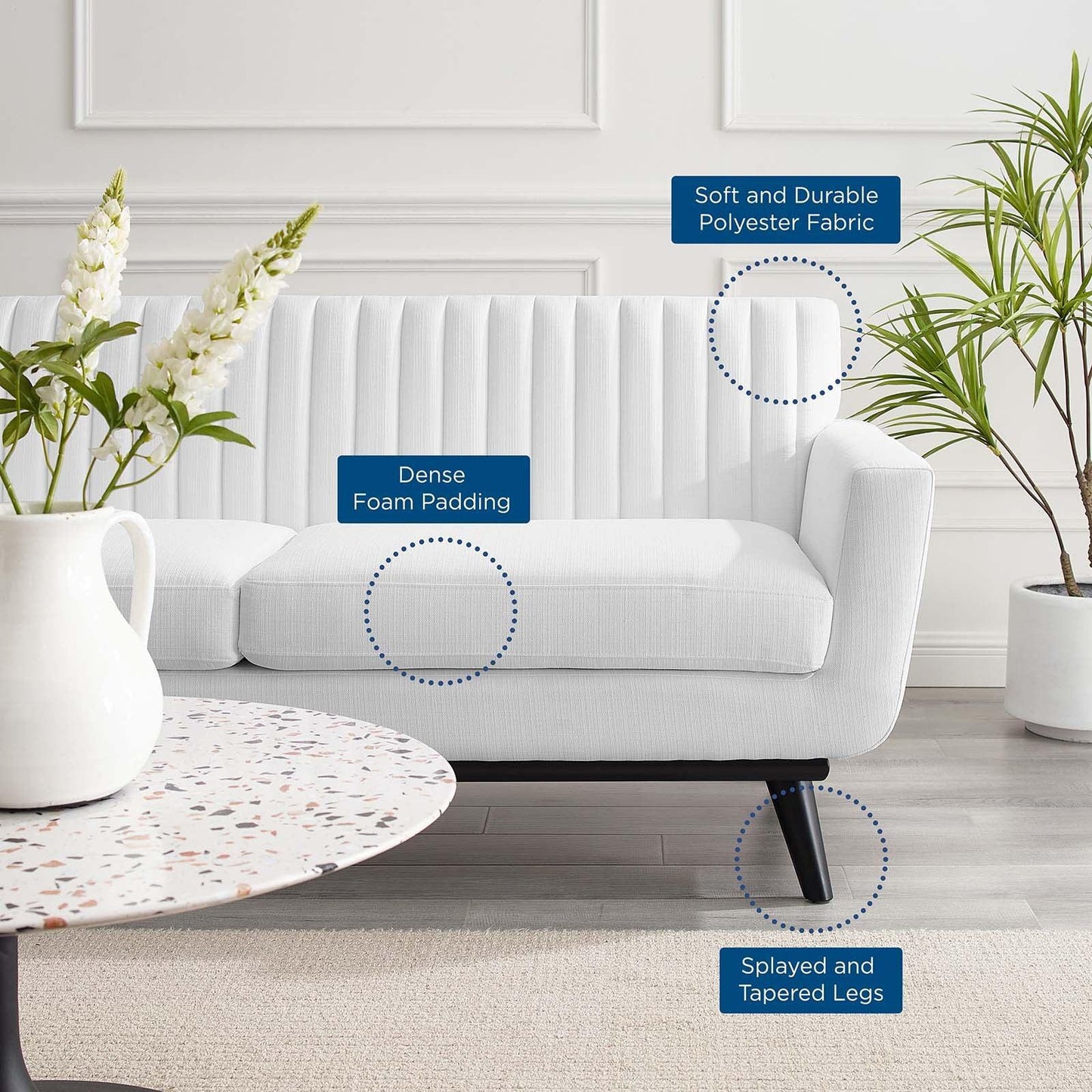 Modway Engage Channel Tufted Fabric Loveseat FredCo
