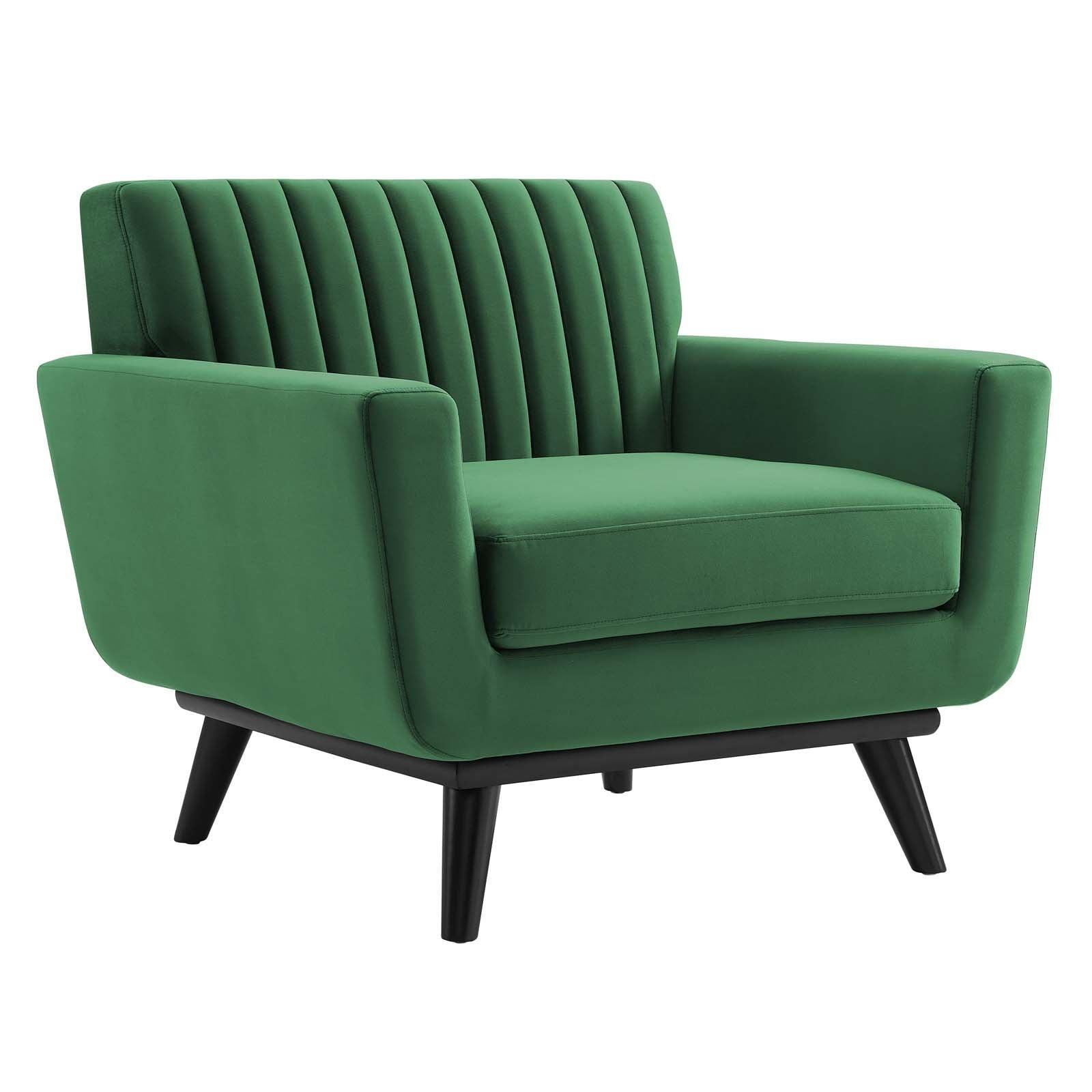 Modway Engage Channel Tufted Performance Velvet Armchair FredCo