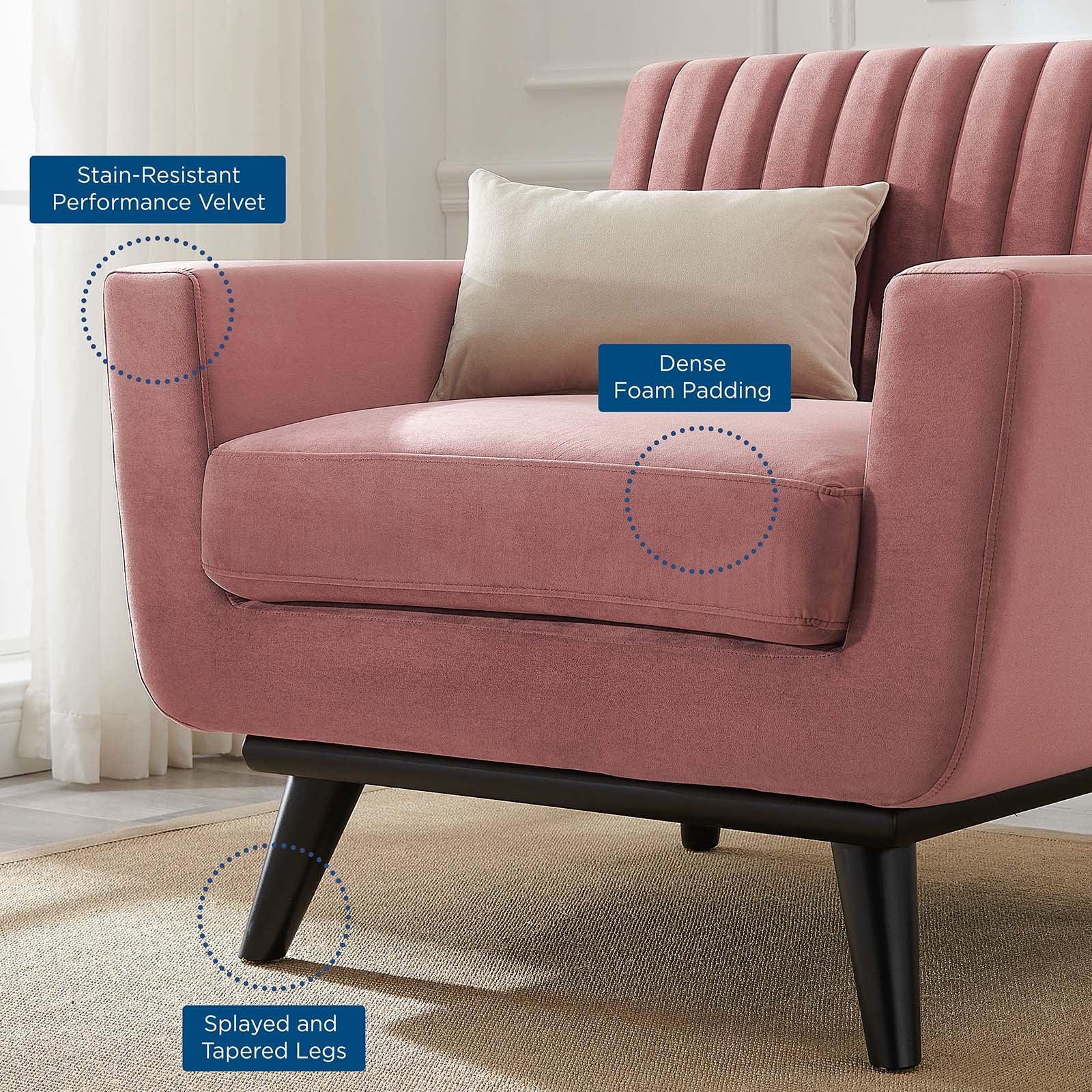 Modway Engage Channel Tufted Performance Velvet Armchair FredCo
