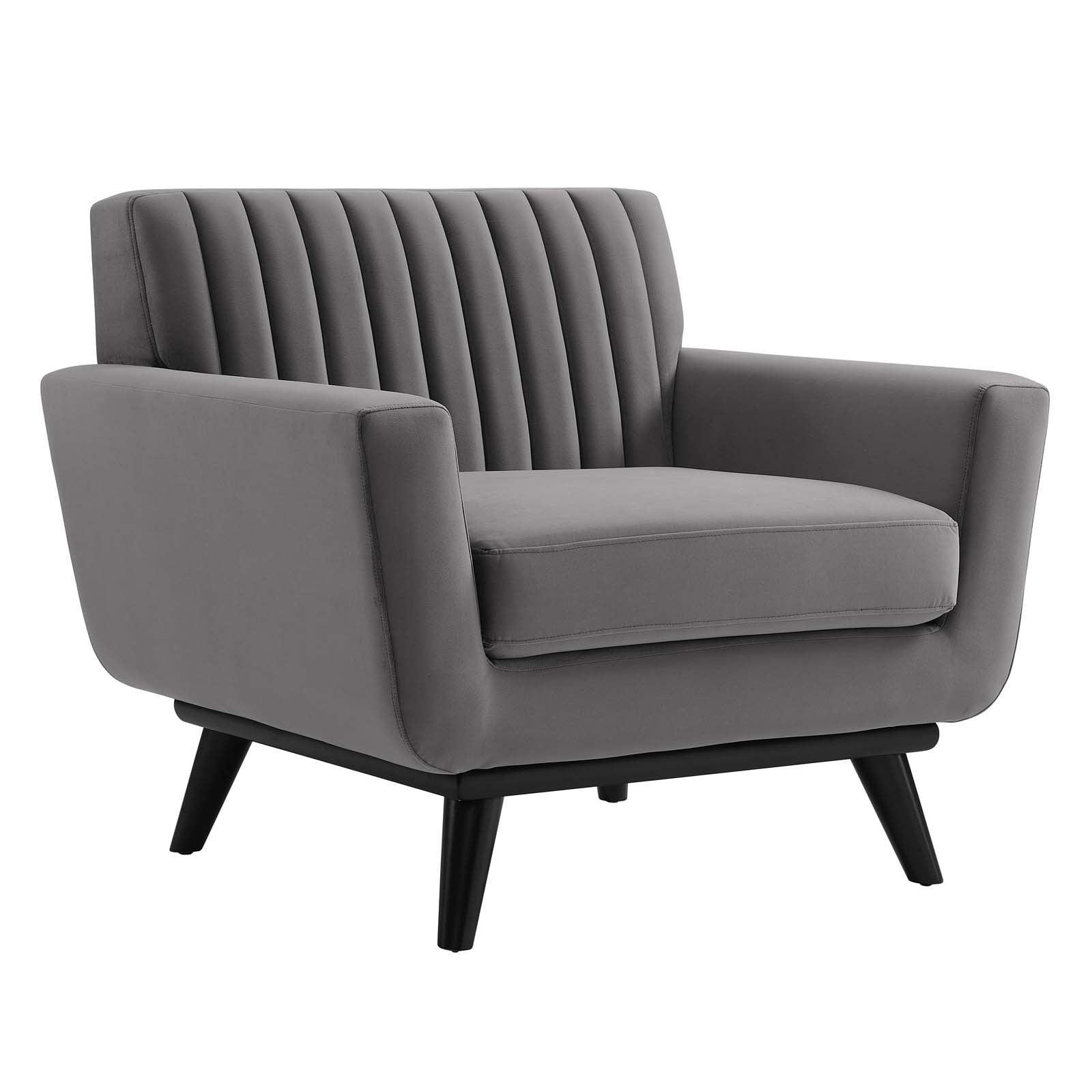 Modway Engage Channel Tufted Performance Velvet Armchair FredCo