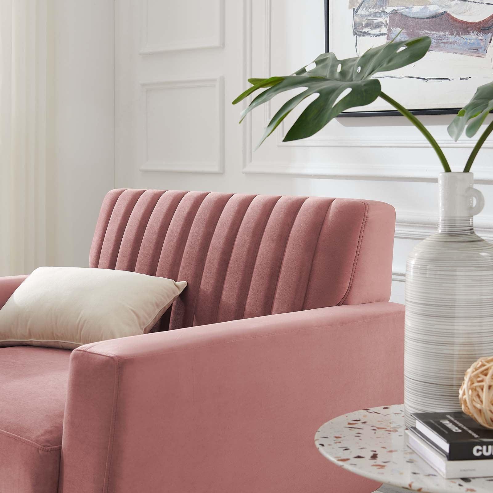 Modway Engage Channel Tufted Performance Velvet Armchair FredCo