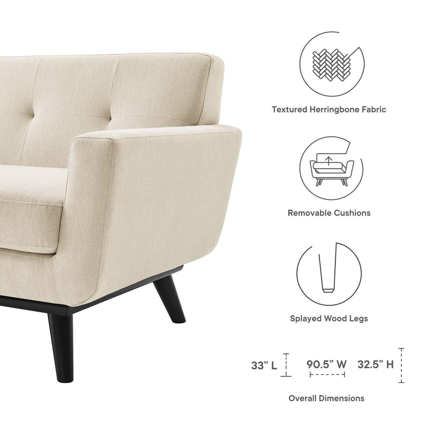 Modway Engage Herringbone Fabric Sofa FredCo