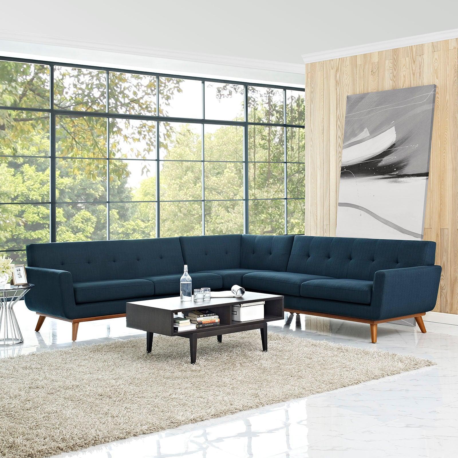 Modway Engage L-Shaped Upholstered Fabric Sectional Sofa FredCo