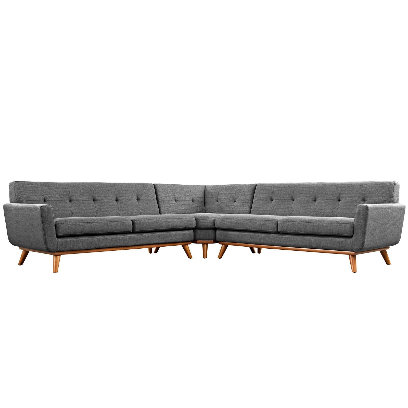 Modway Engage L-Shaped Upholstered Fabric Sectional Sofa FredCo