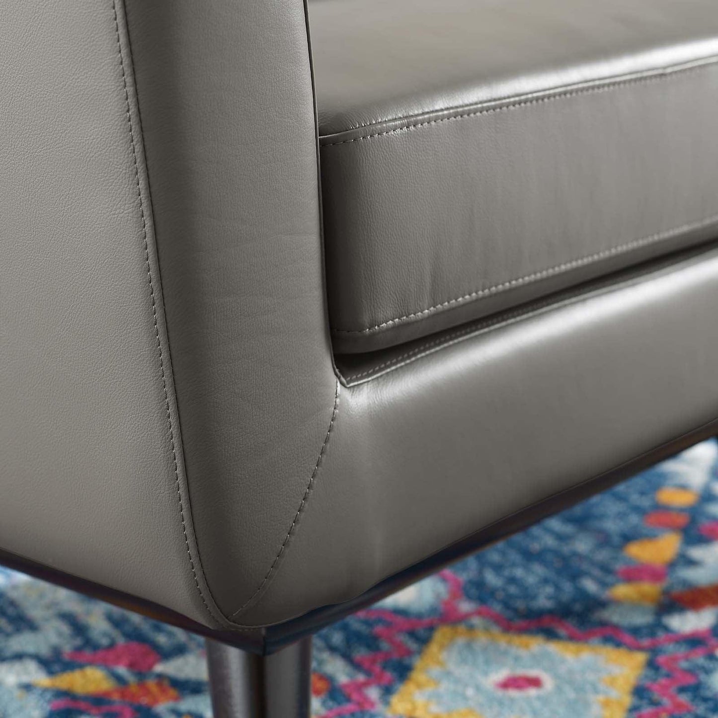 Modway Engage Top-Grain Leather Living Room Lounge Accent Armchair FredCo