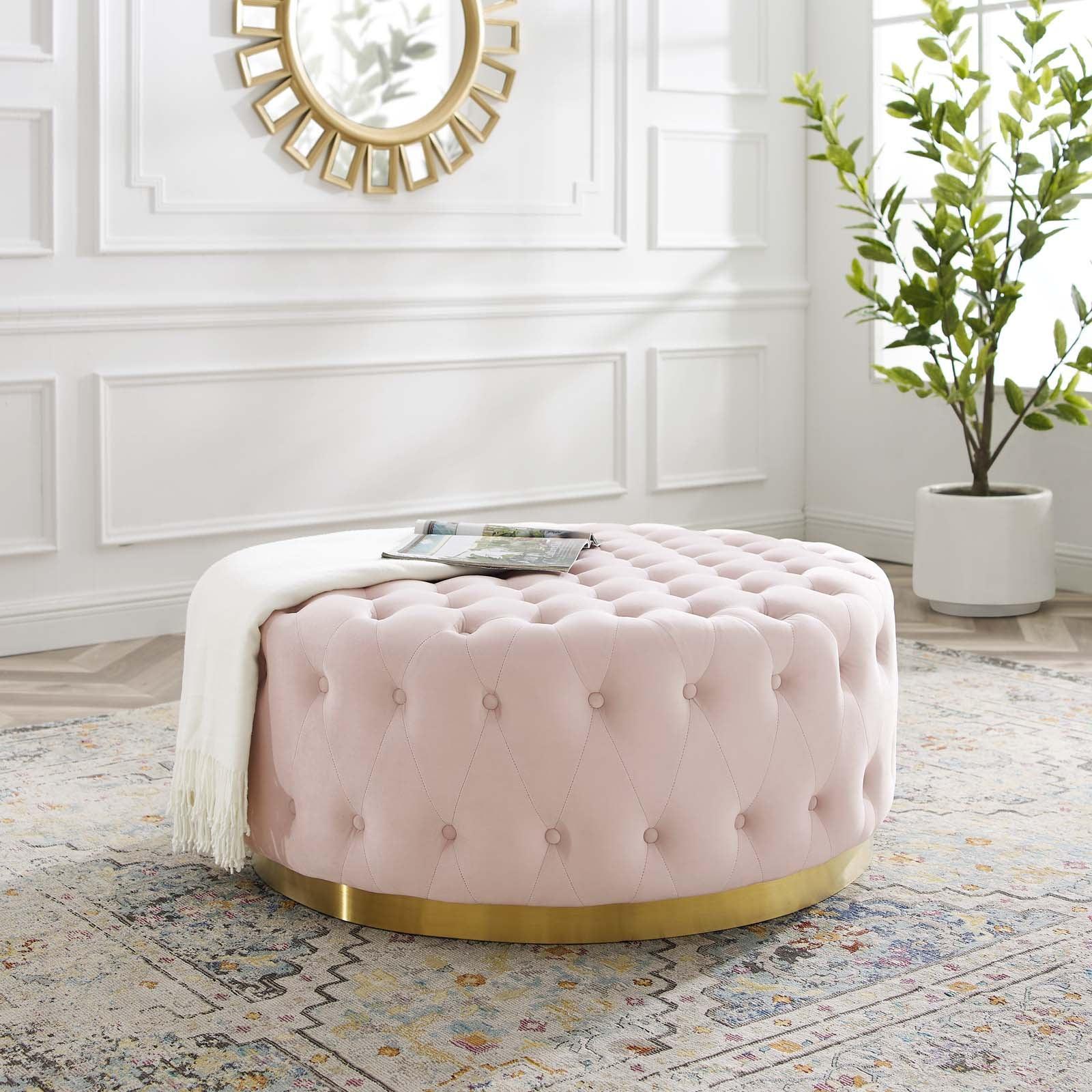 Modway Ensconce Tufted Performance Velvet Round Ottoman FredCo