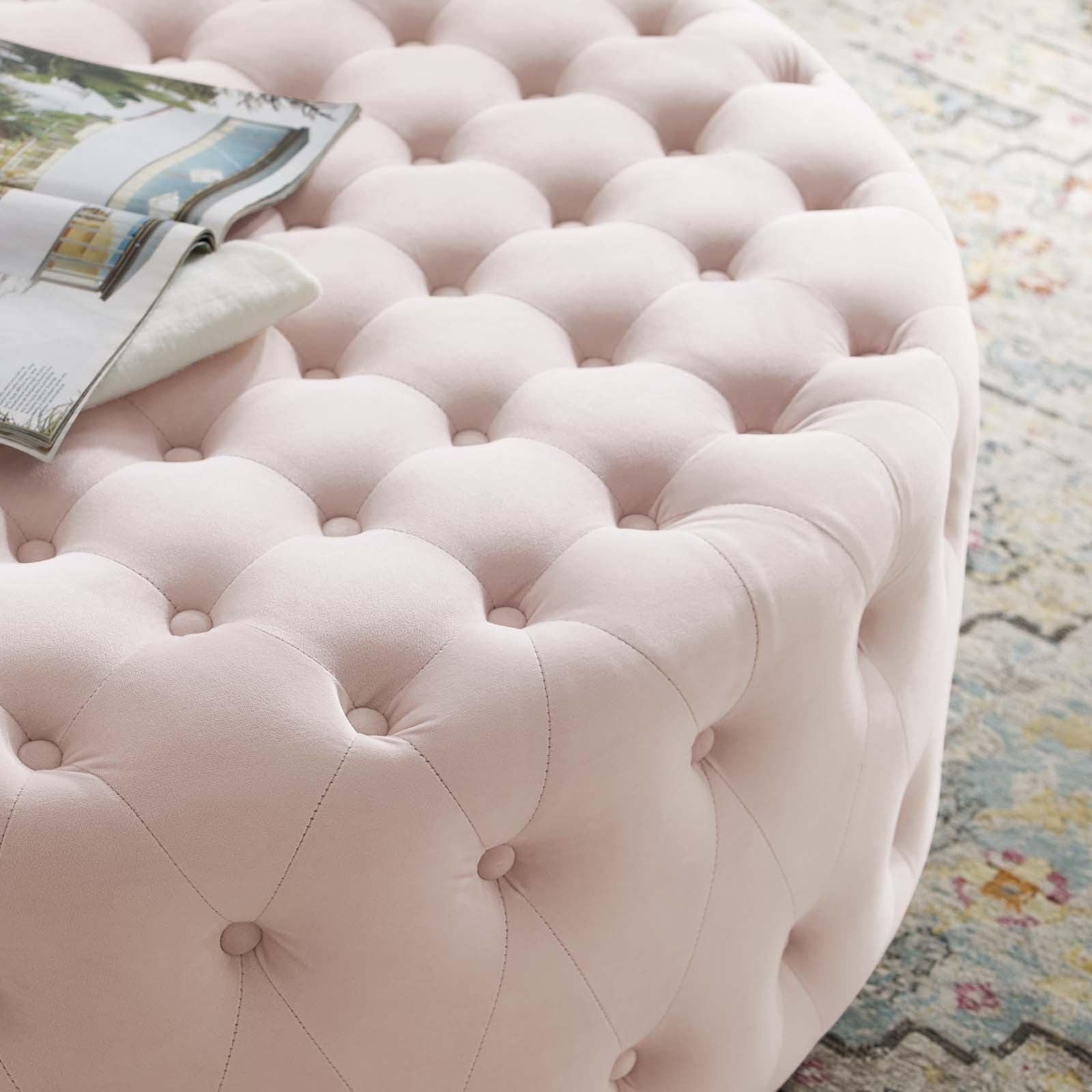Modway Ensconce Tufted Performance Velvet Round Ottoman FredCo