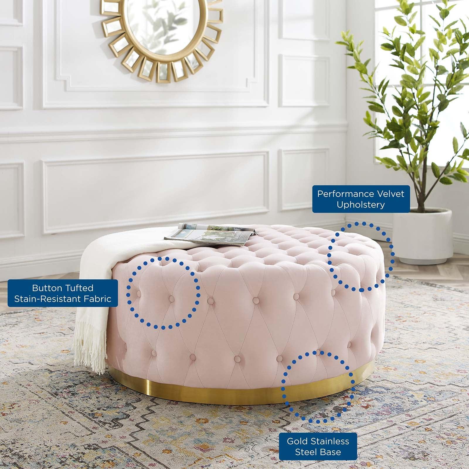 Modway Ensconce Tufted Performance Velvet Round Ottoman FredCo