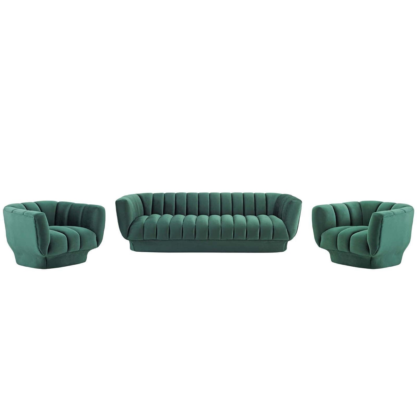 Modway Entertain Vertical Channel Tufted Performance Velvet 3 Piece Set FredCo