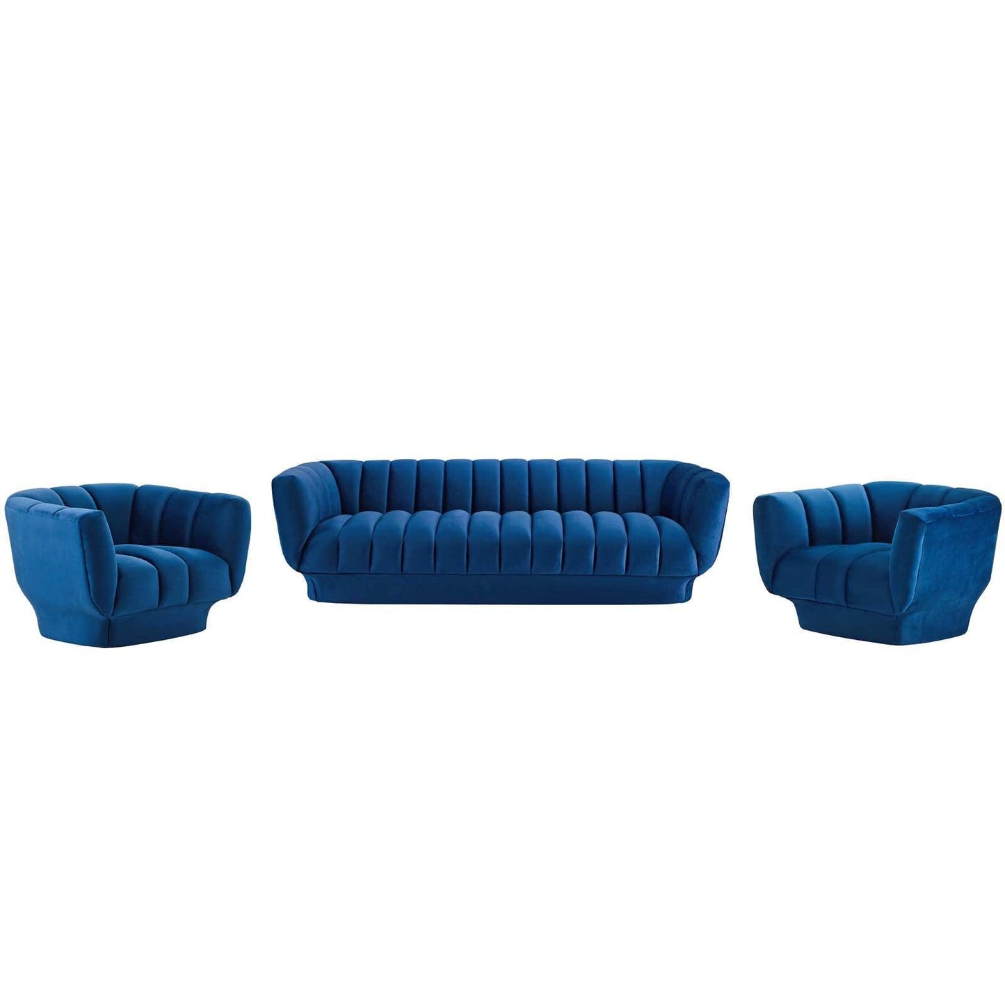 Modway Entertain Vertical Channel Tufted Performance Velvet 3 Piece Set FredCo