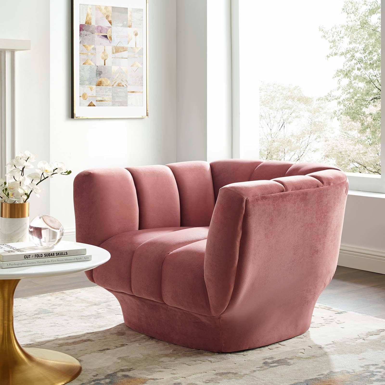 Modway Entertain Vertical Channel Tufted Performance Velvet Armchair FredCo