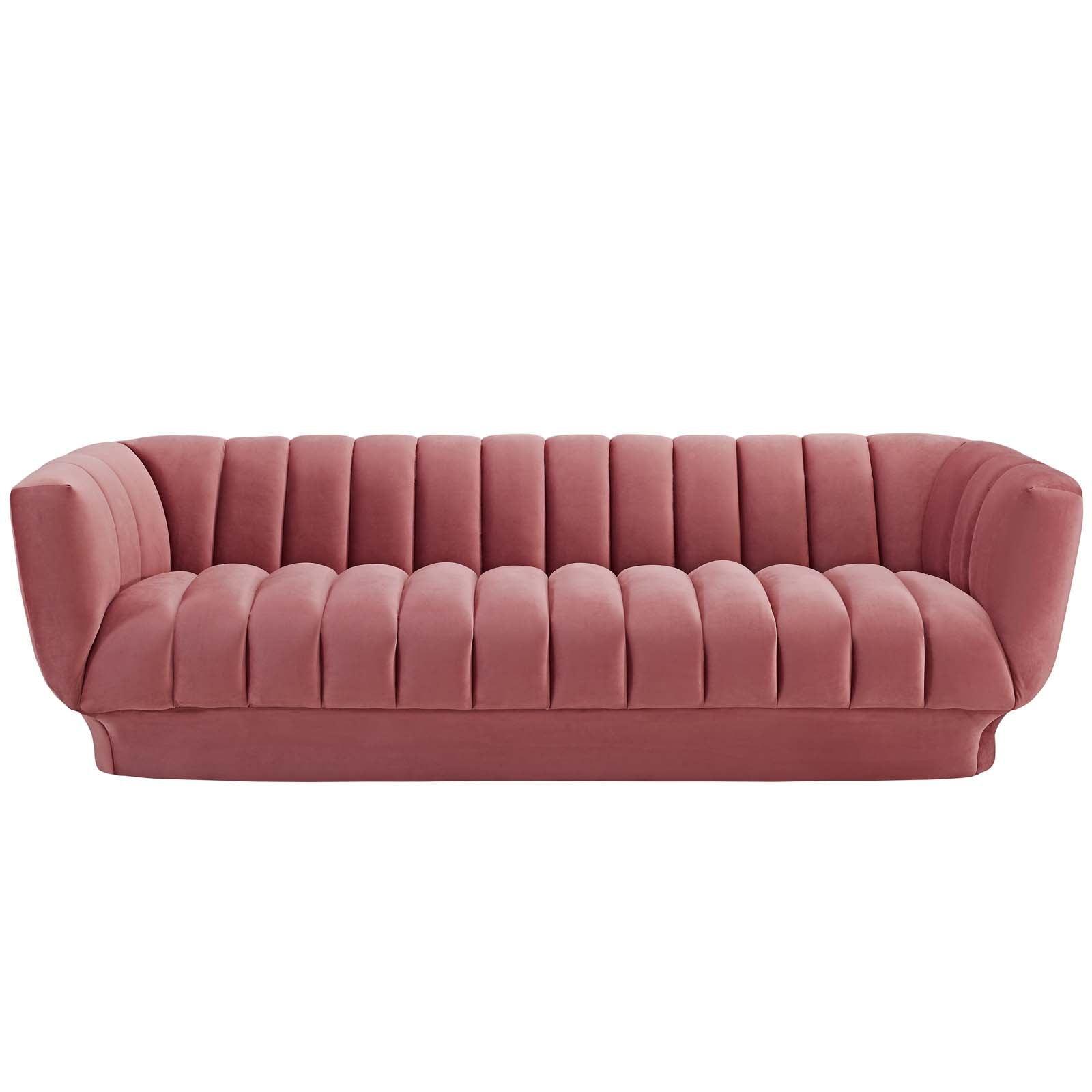 Modway Entertain Vertical Channel Tufted Performance Velvet Sofa FredCo