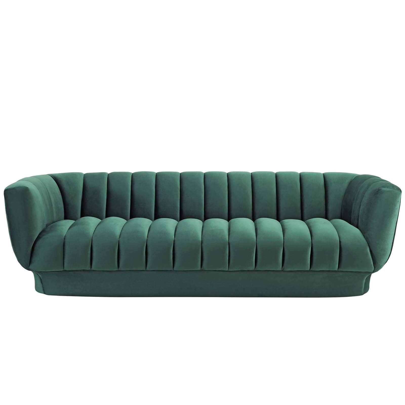 Modway Entertain Vertical Channel Tufted Performance Velvet Sofa FredCo