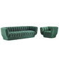 Modway Entertain Vertical Channel Tufted Performance Velvet Sofa and Armchair Set FredCo