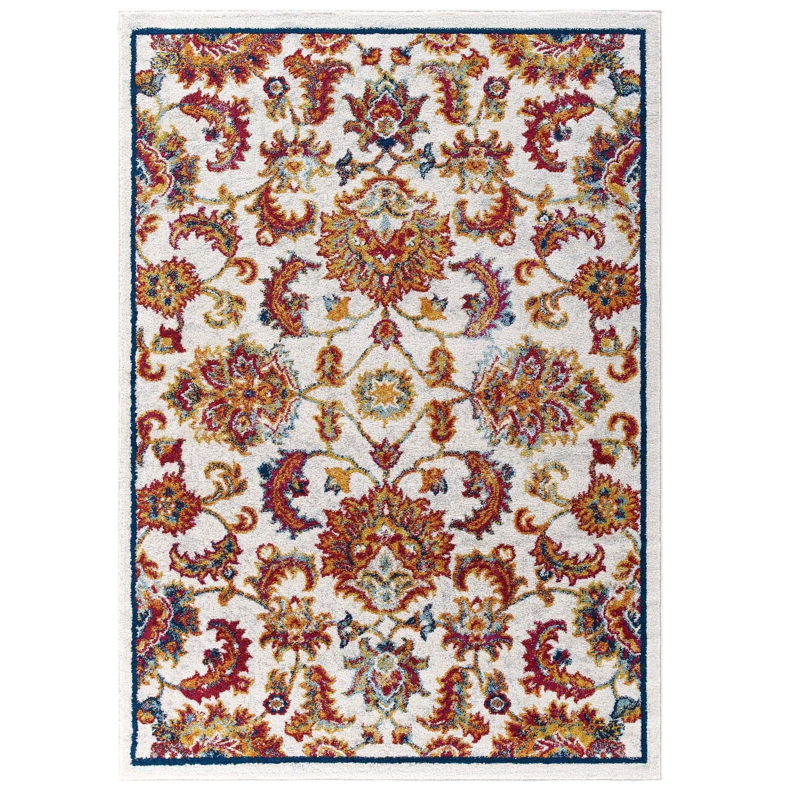 Modway Entourage Azami Distressed Vintage Floral Lattice Area Rug FredCo