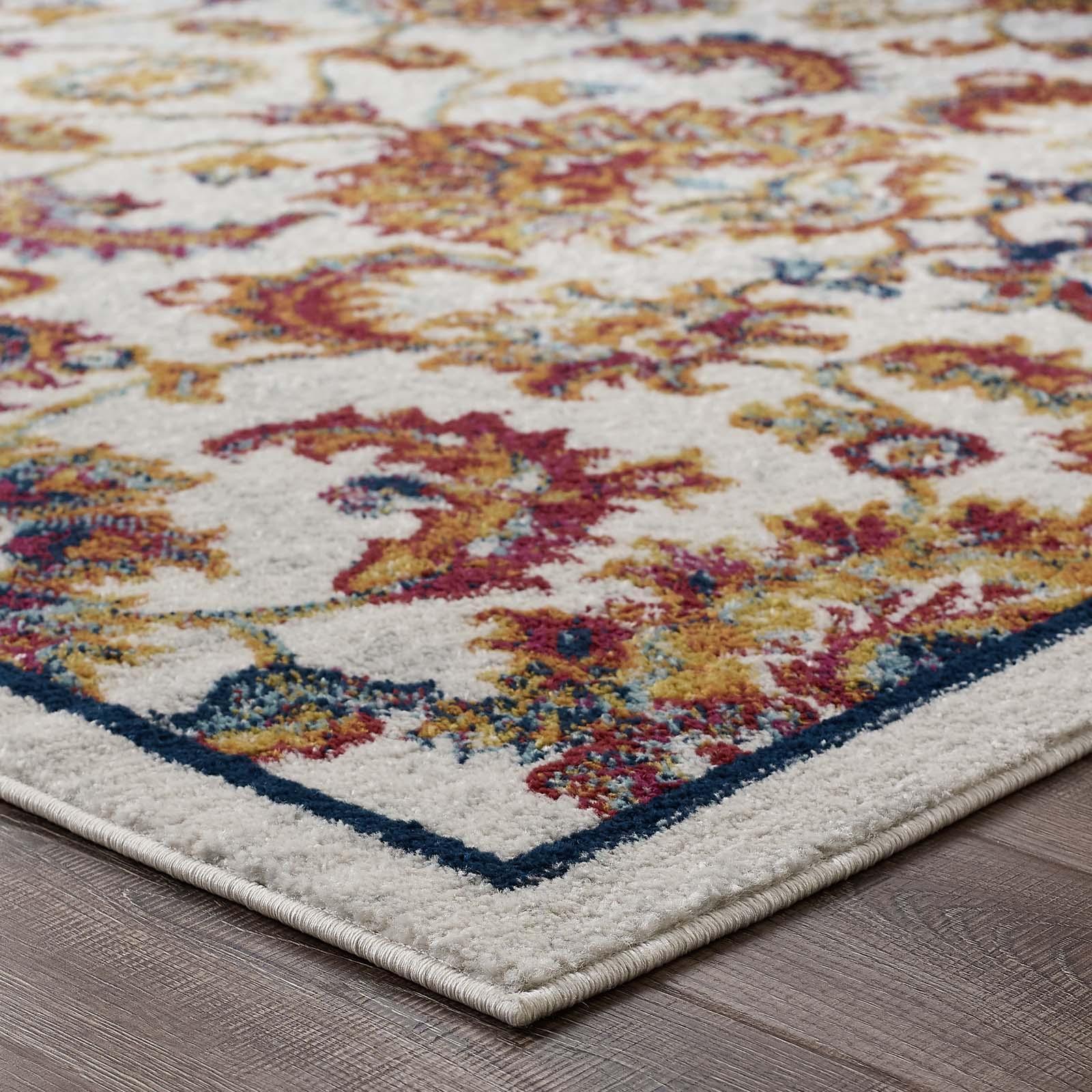 Modway Entourage Azami Distressed Vintage Floral Lattice Area Rug FredCo