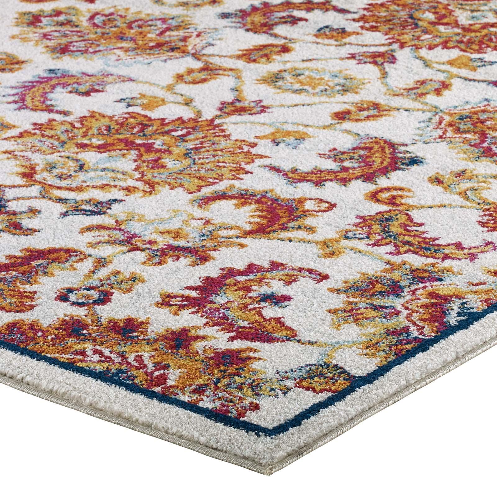 Modway Entourage Azami Distressed Vintage Floral Lattice Area Rug FredCo