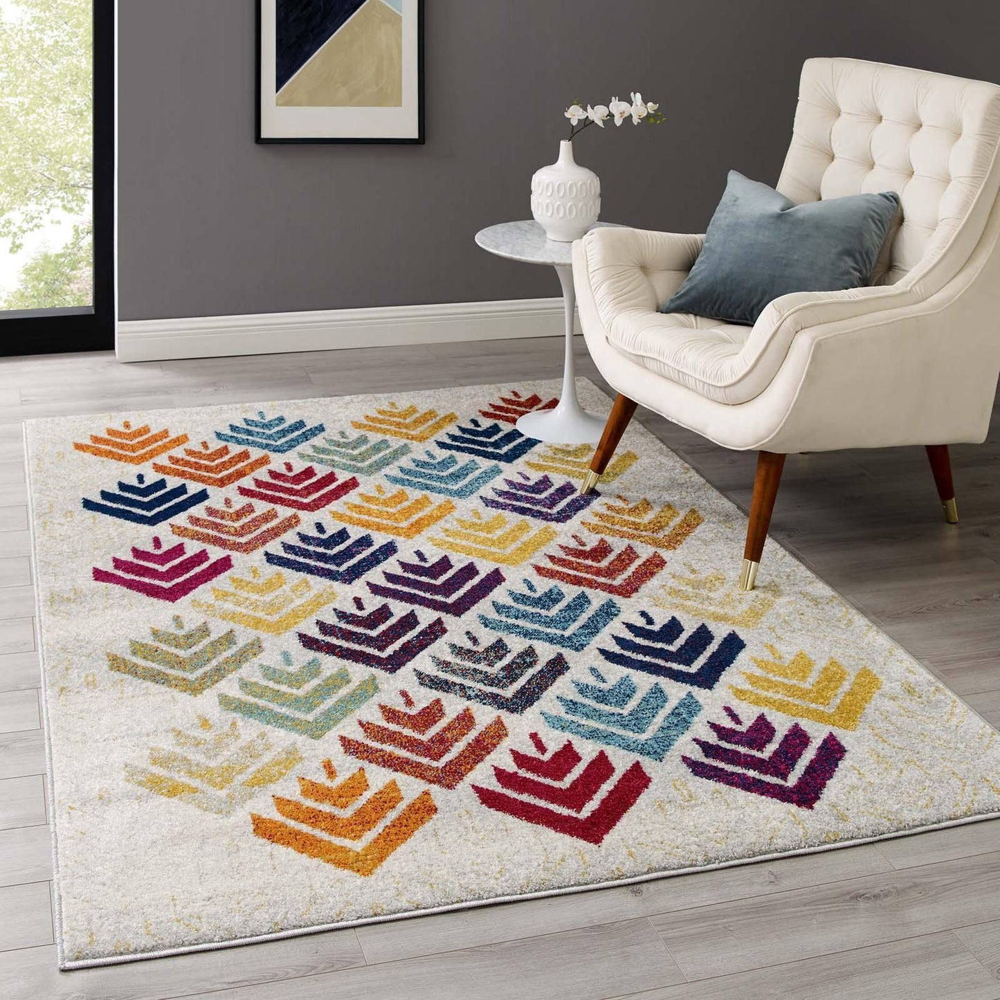 Modway Entourage Florin Abstract Floral Area Rug FredCo