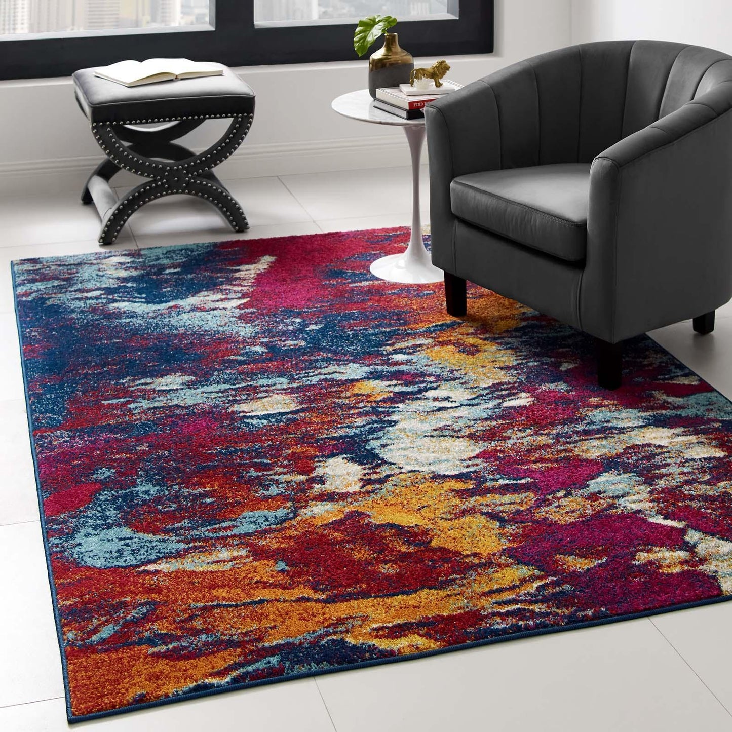 Modway Entourage Foliage Contemporary Modern Abstract Area Rug FredCo