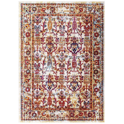 Modway Entourage Jessa Distressed Vintage Floral Lattice Area Rug FredCo