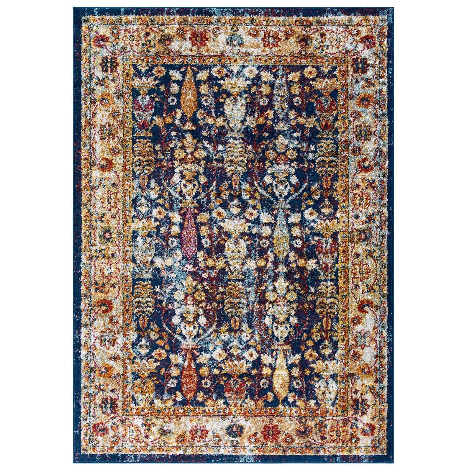Modway Entourage Jessa Distressed Vintage Floral Lattice Area Rug FredCo