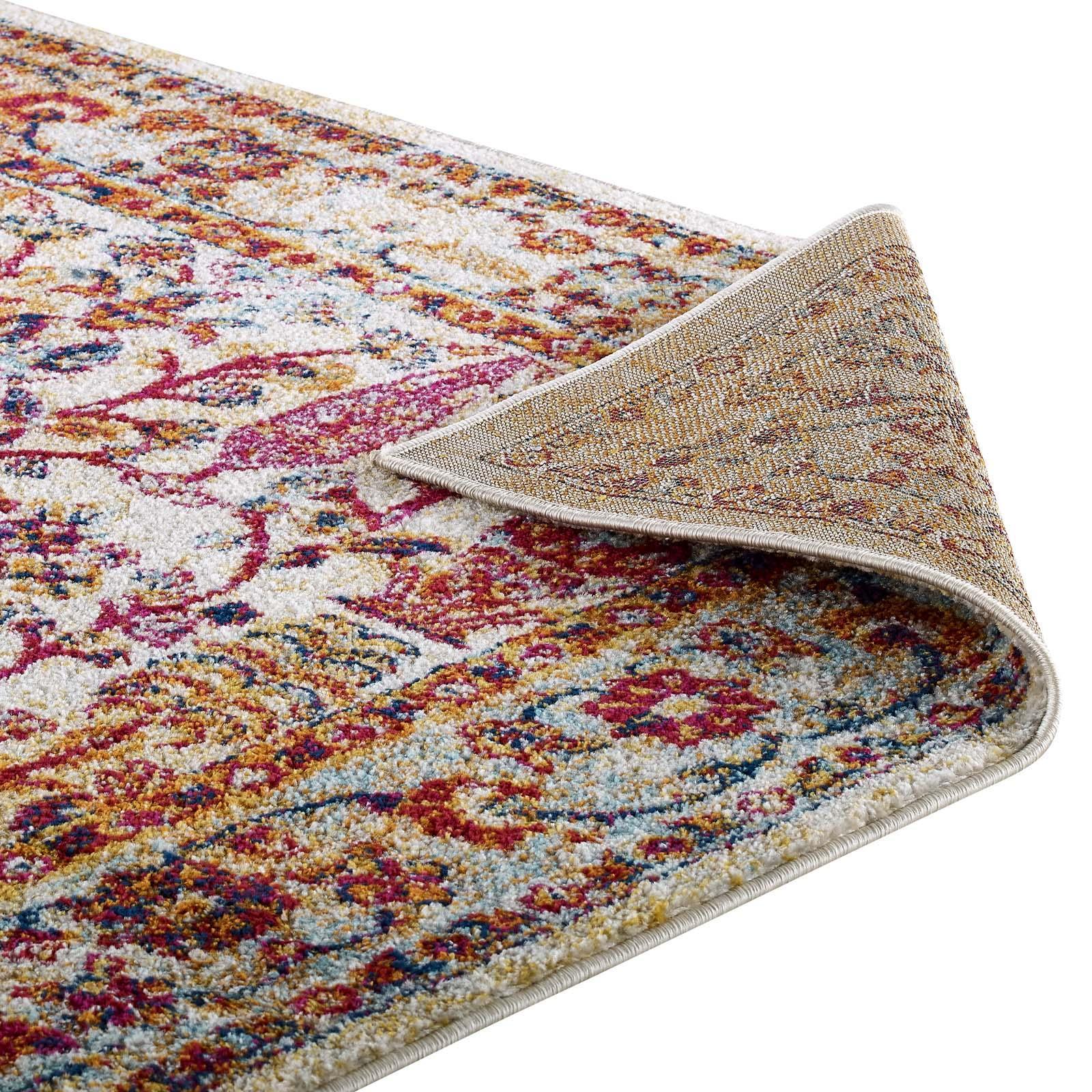 Modway Entourage Jessa Distressed Vintage Floral Lattice Area Rug FredCo