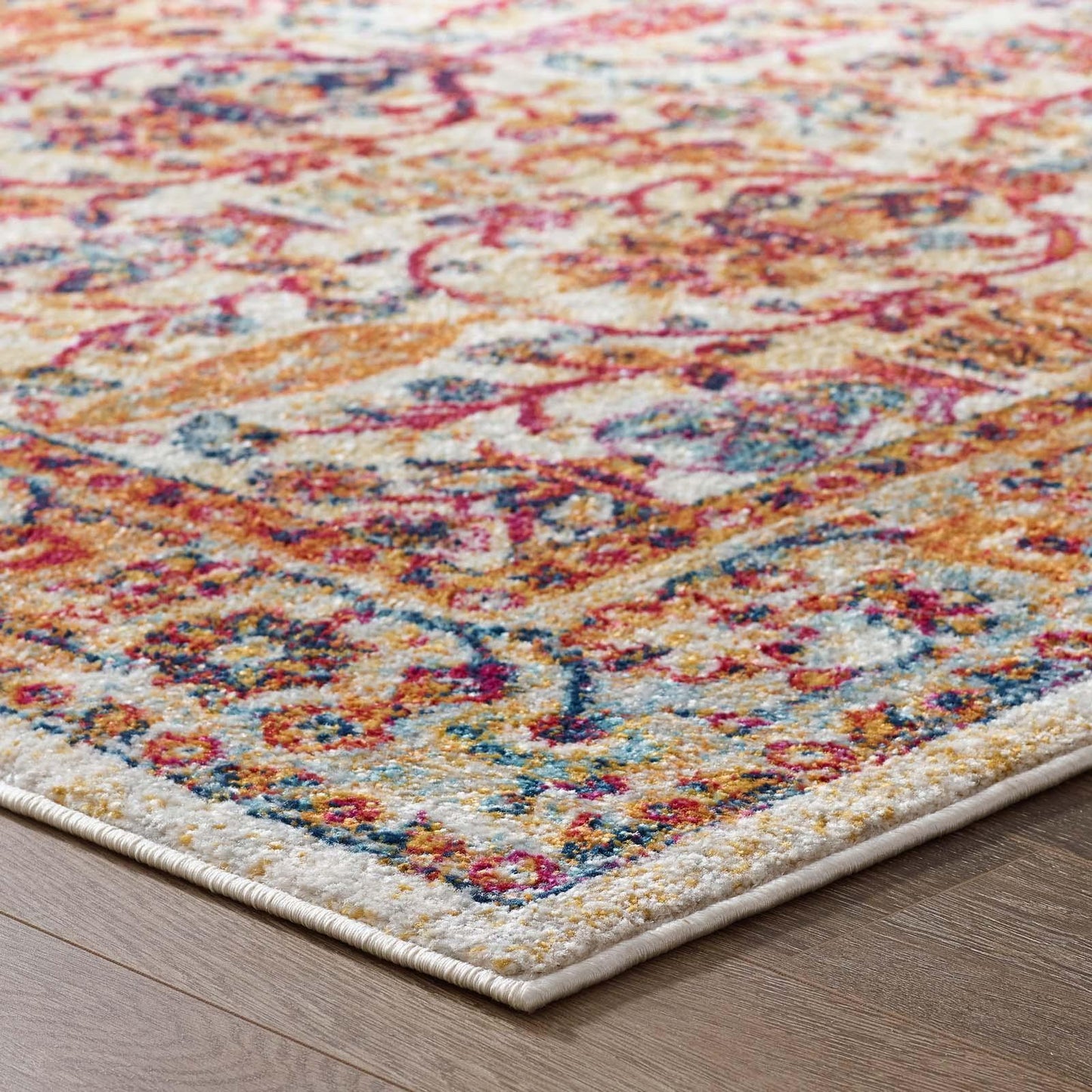 Modway Entourage Jessa Distressed Vintage Floral Lattice Area Rug FredCo