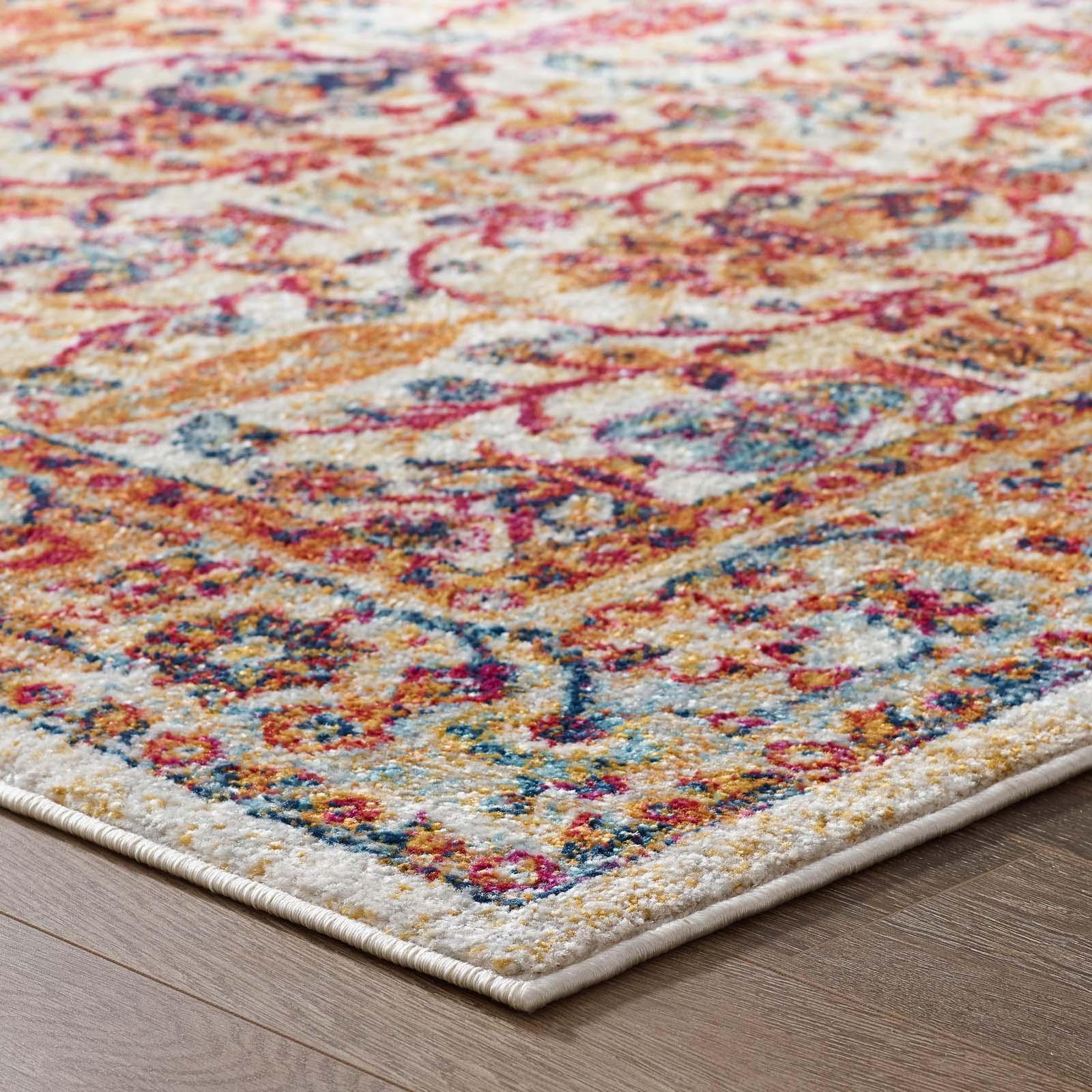 Modway Entourage Jessa Distressed Vintage Floral Lattice Area Rug FredCo