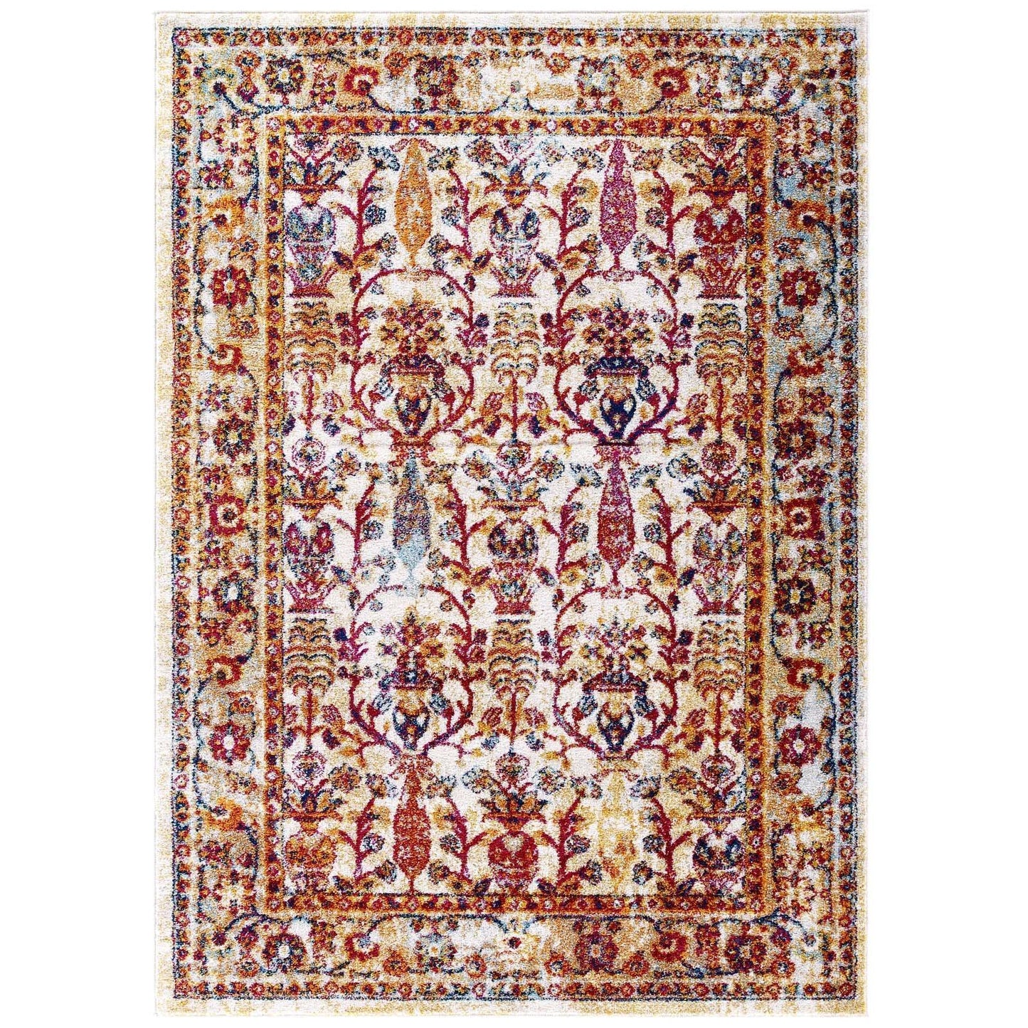 Modway Entourage Jessa Distressed Vintage Floral Lattice Area Rug FredCo