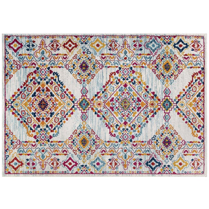 Modway Entourage Khalida Distressed Floral Lattice Area Rug FredCo