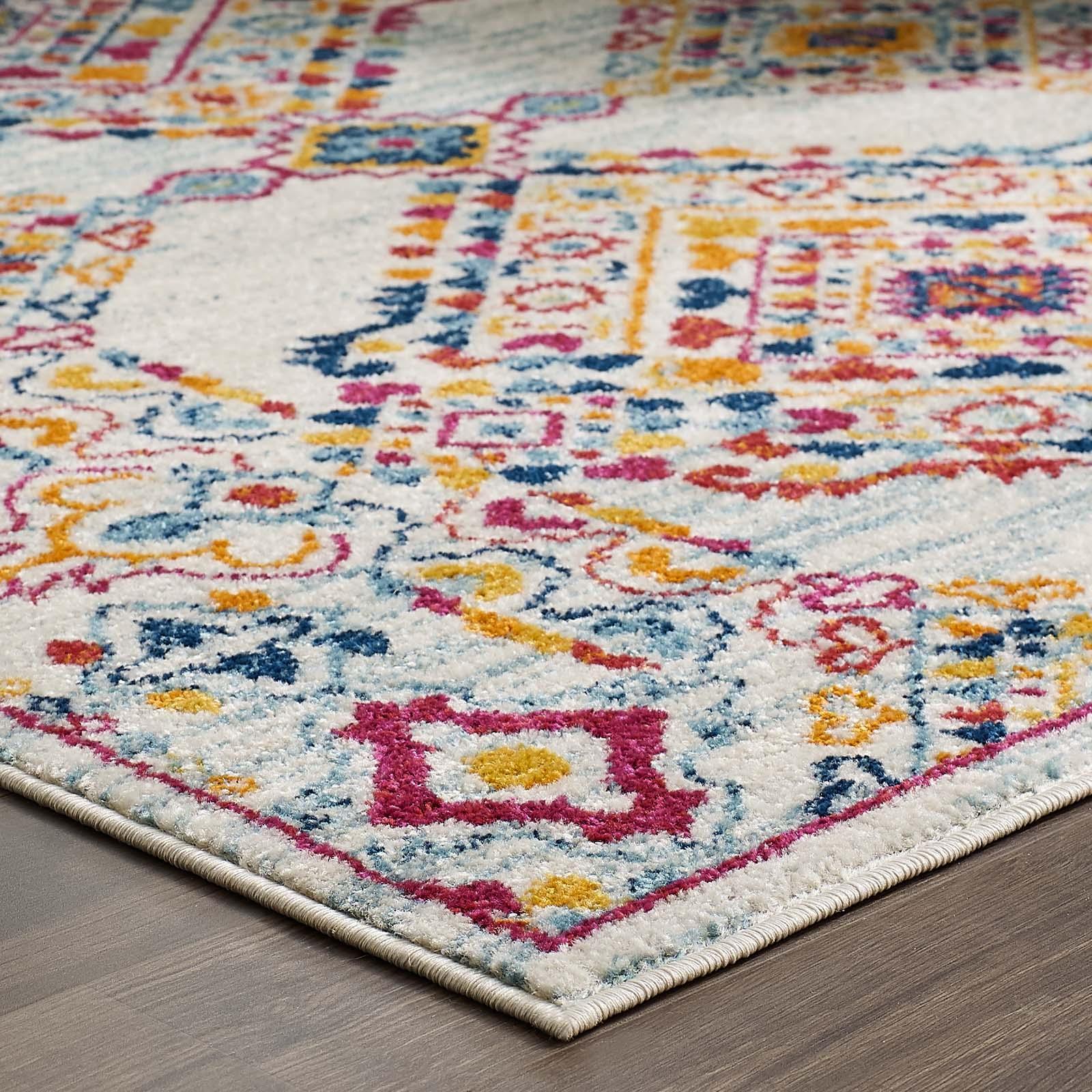 Modway Entourage Khalida Distressed Vintage Floral Lattice Area Rug FredCo