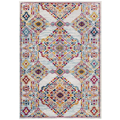 Modway Entourage Khalida Distressed Vintage Floral Lattice Area Rug FredCo