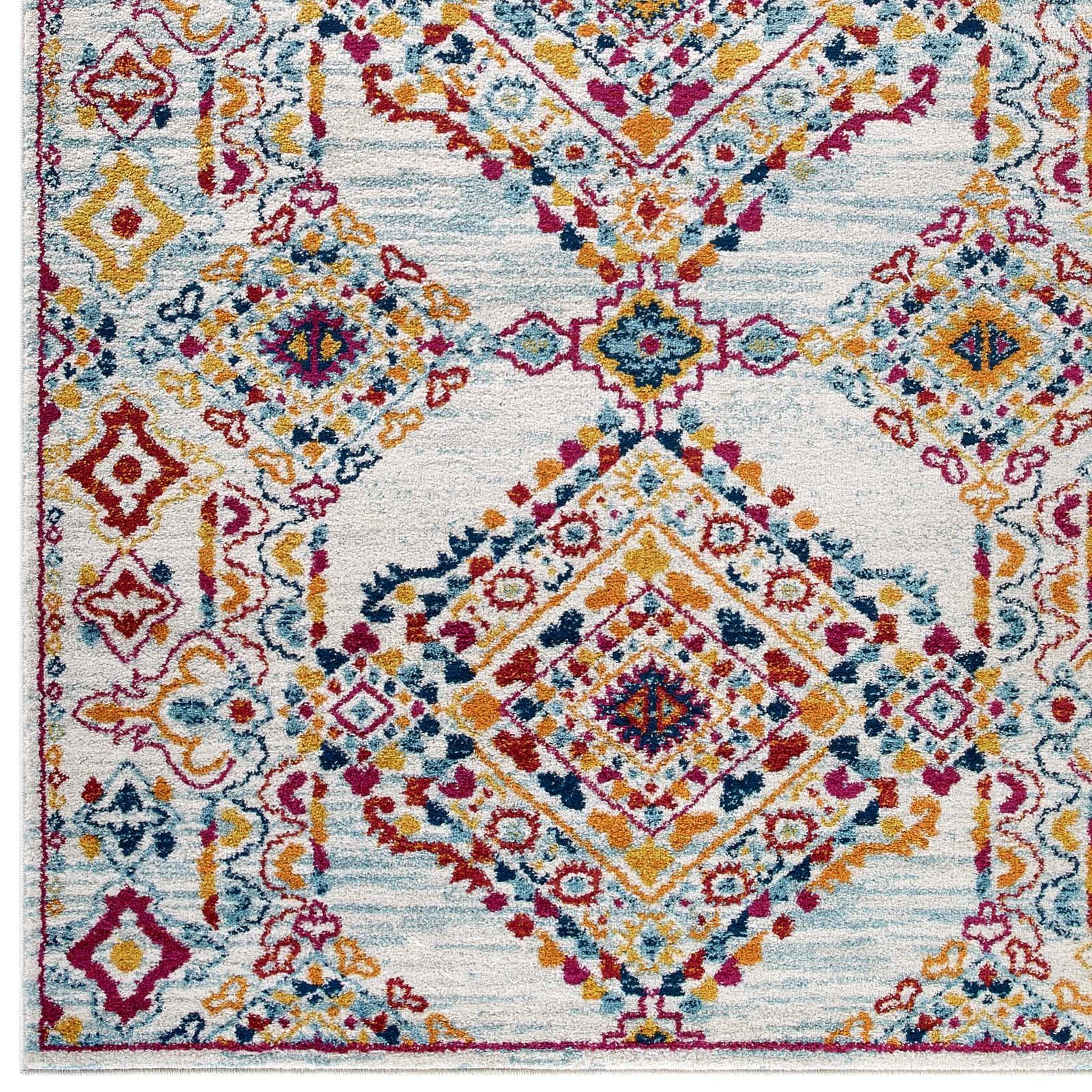 Modway Entourage Khalida Distressed Vintage Floral Lattice Area Rug FredCo