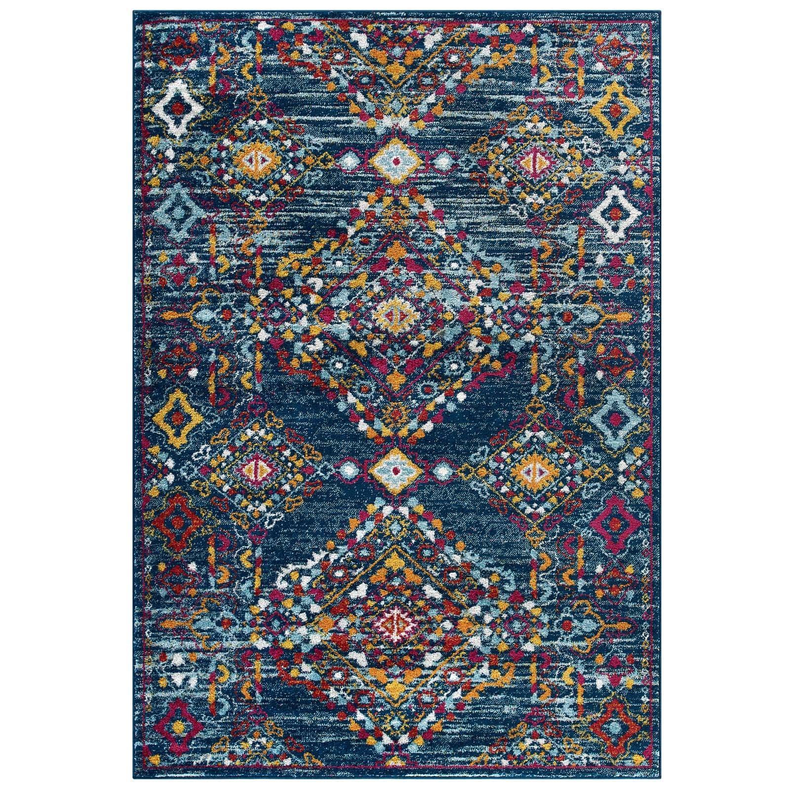 Modway Entourage Khalida Distressed Vintage Floral Lattice Area Rug FredCo