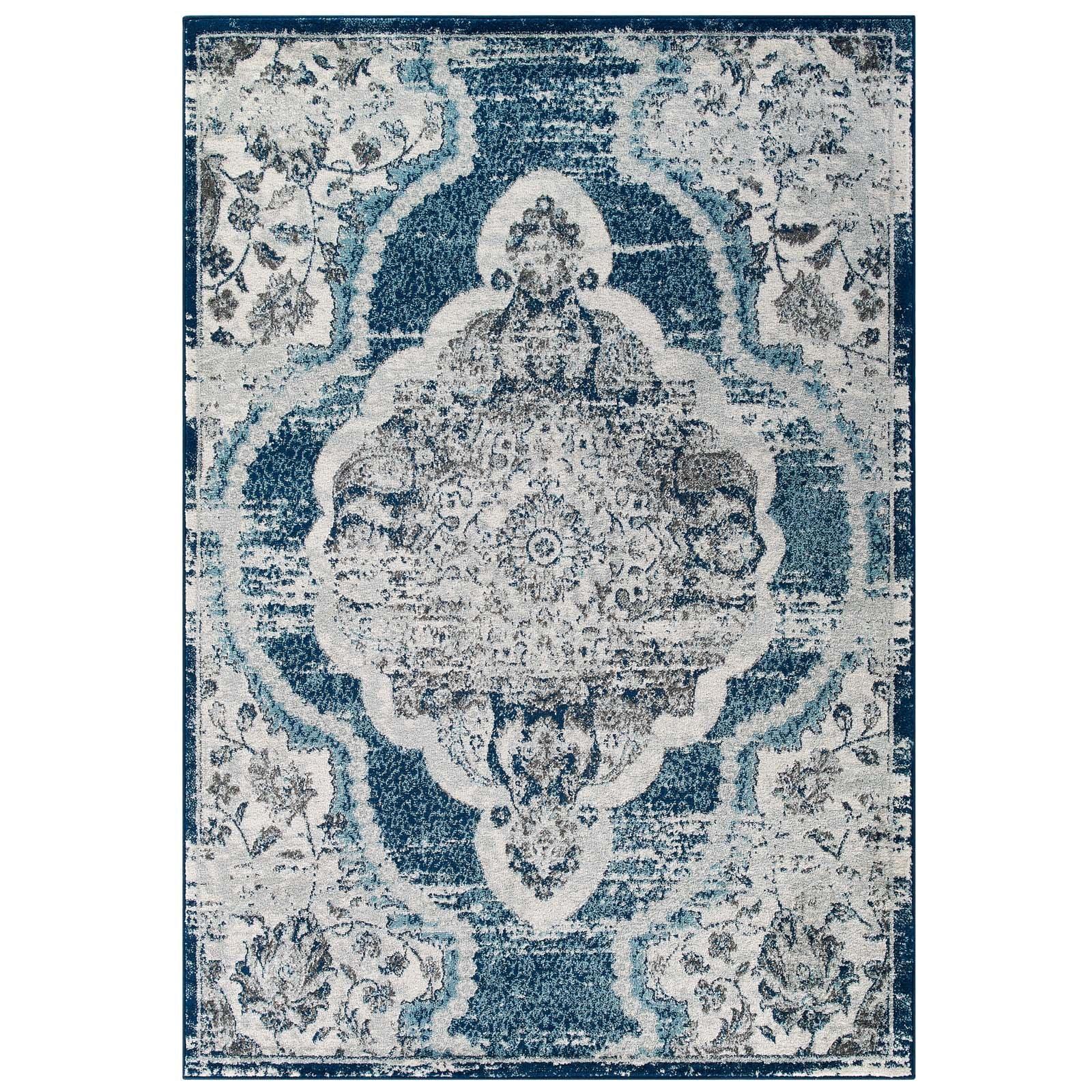 Modway Entourage Malia Distressed Vintage Floral Persian Medallion Area Rug FredCo