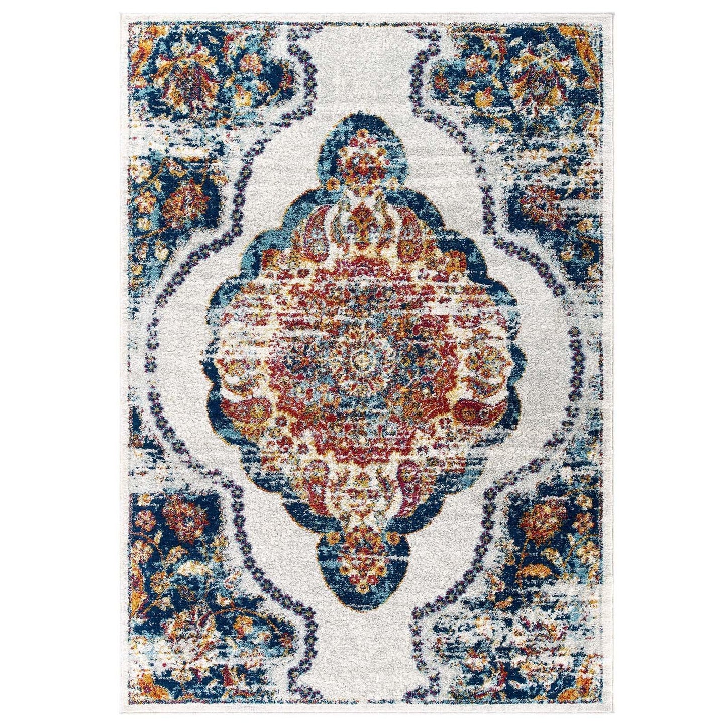 Modway Entourage Malia Distressed Vintage Floral Persian Medallion Area Rug FredCo
